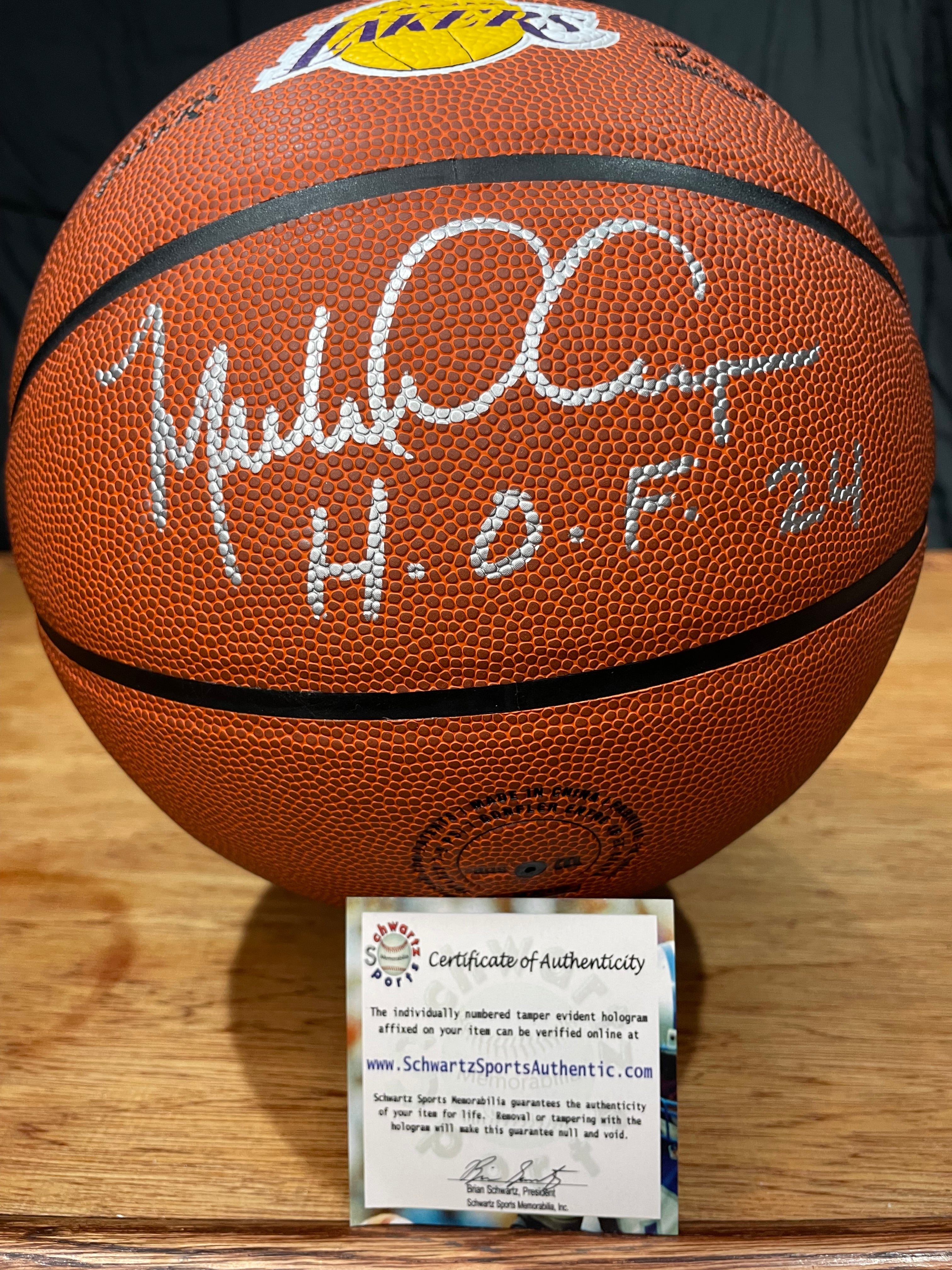 Michael Cooper Autographed Lakers Basketball- Schwartz Hologram and Certificate of Authenticity