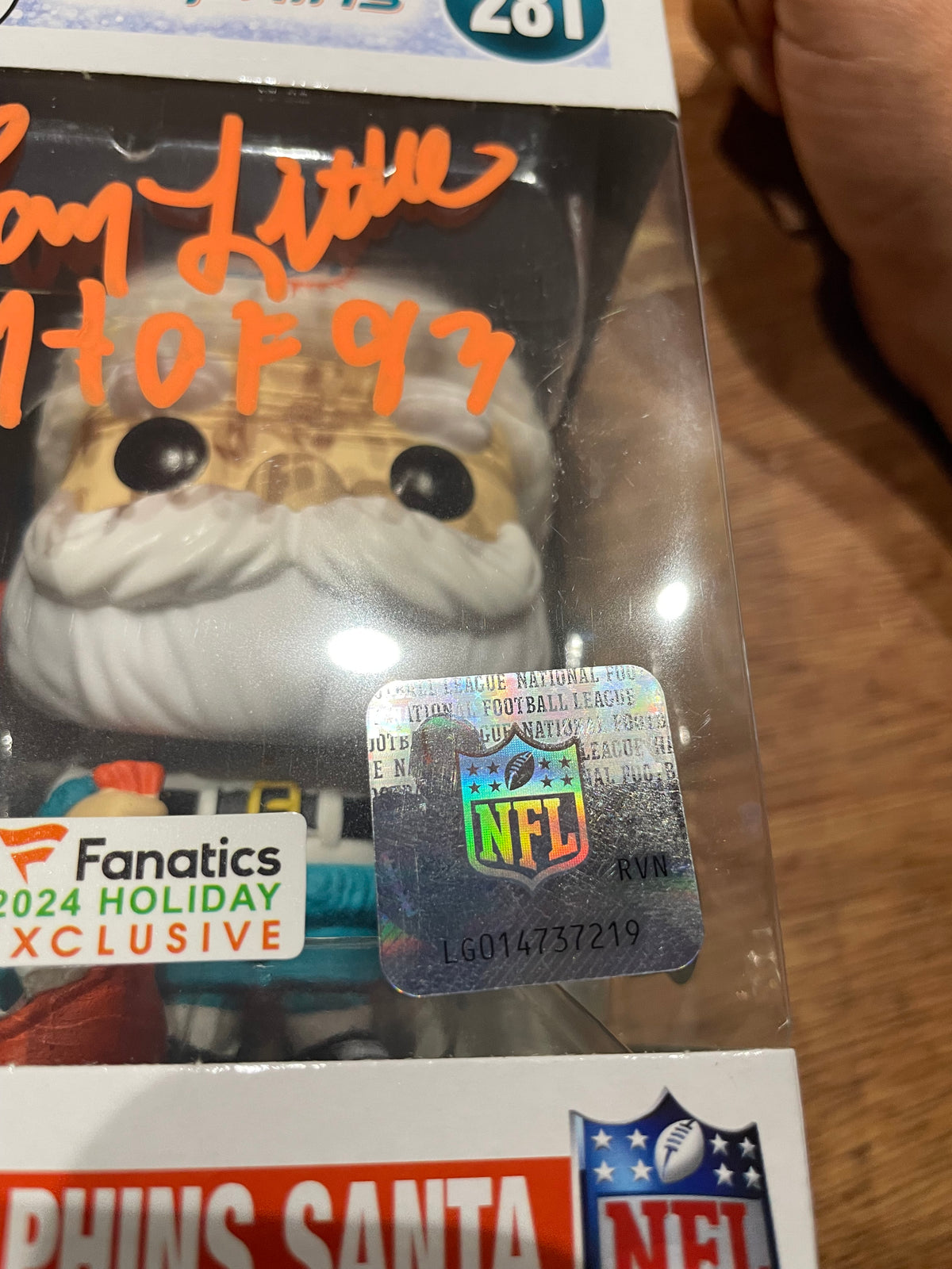Larry Little Autographed Miami Dolphins Funko Pop- Schwartz Hologram and Certificate of Authenticity