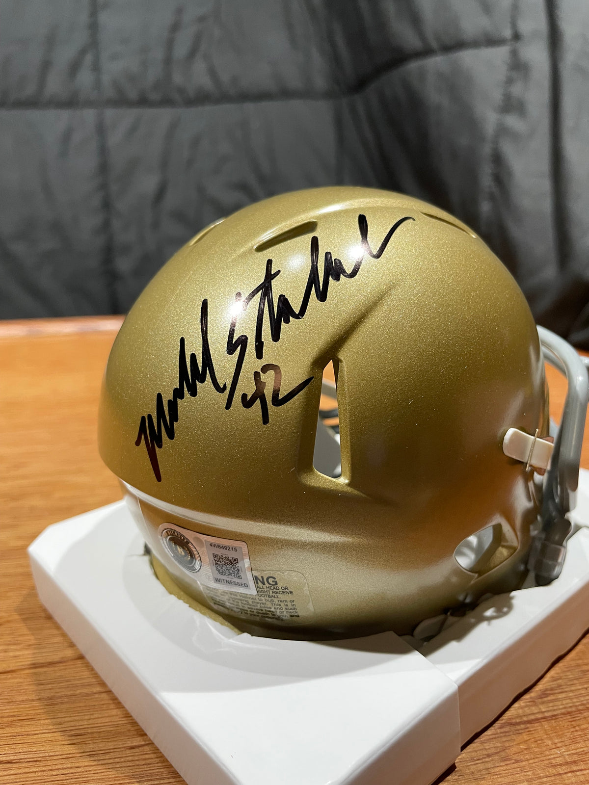 Michael Stonebreaker Autographed Notre Dame Mini Helmet- Beckett Hologram