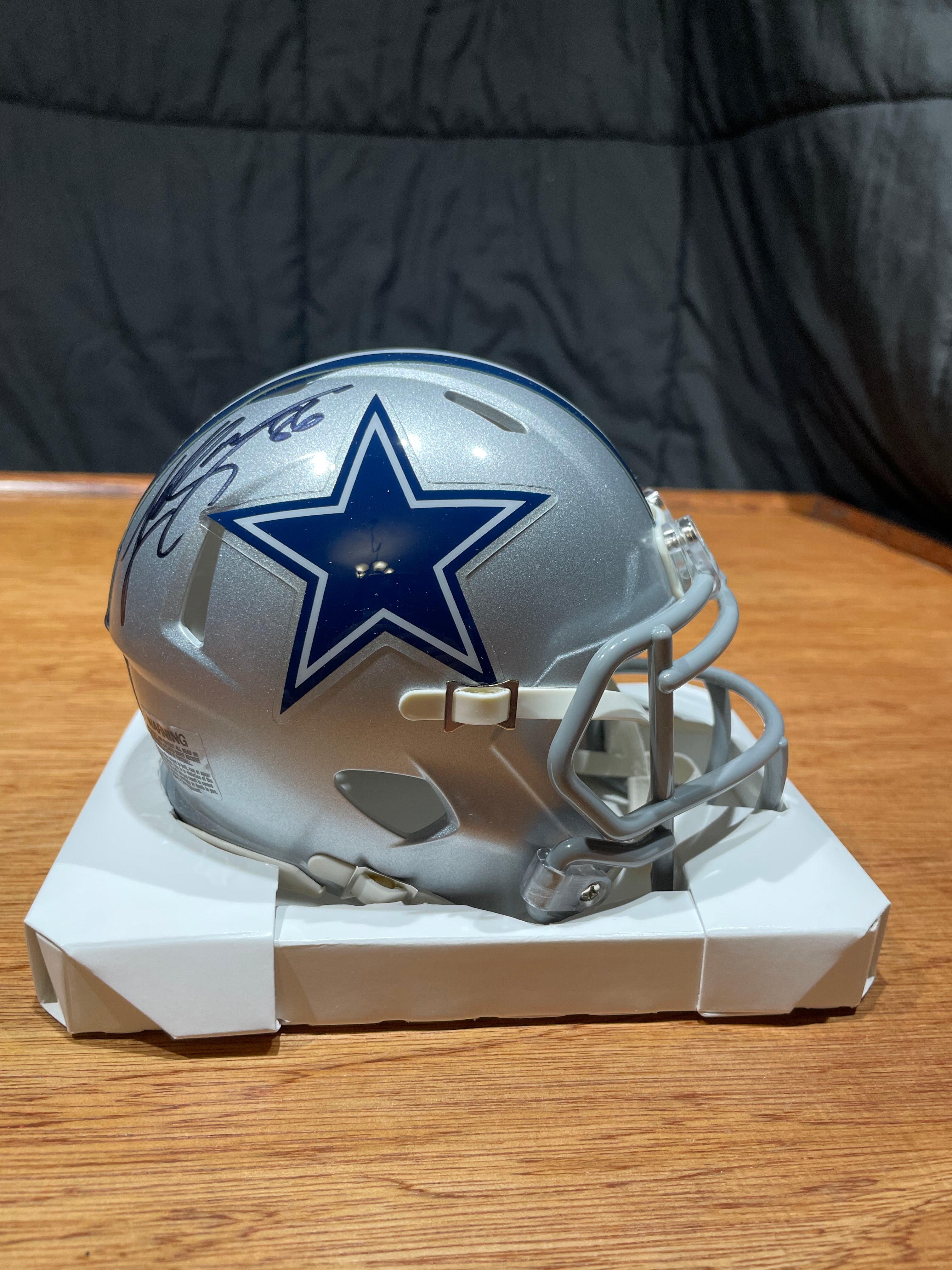 Luke Schoonmaker Autographed Cowboys Mini Helmet- Legit Prova Hologram