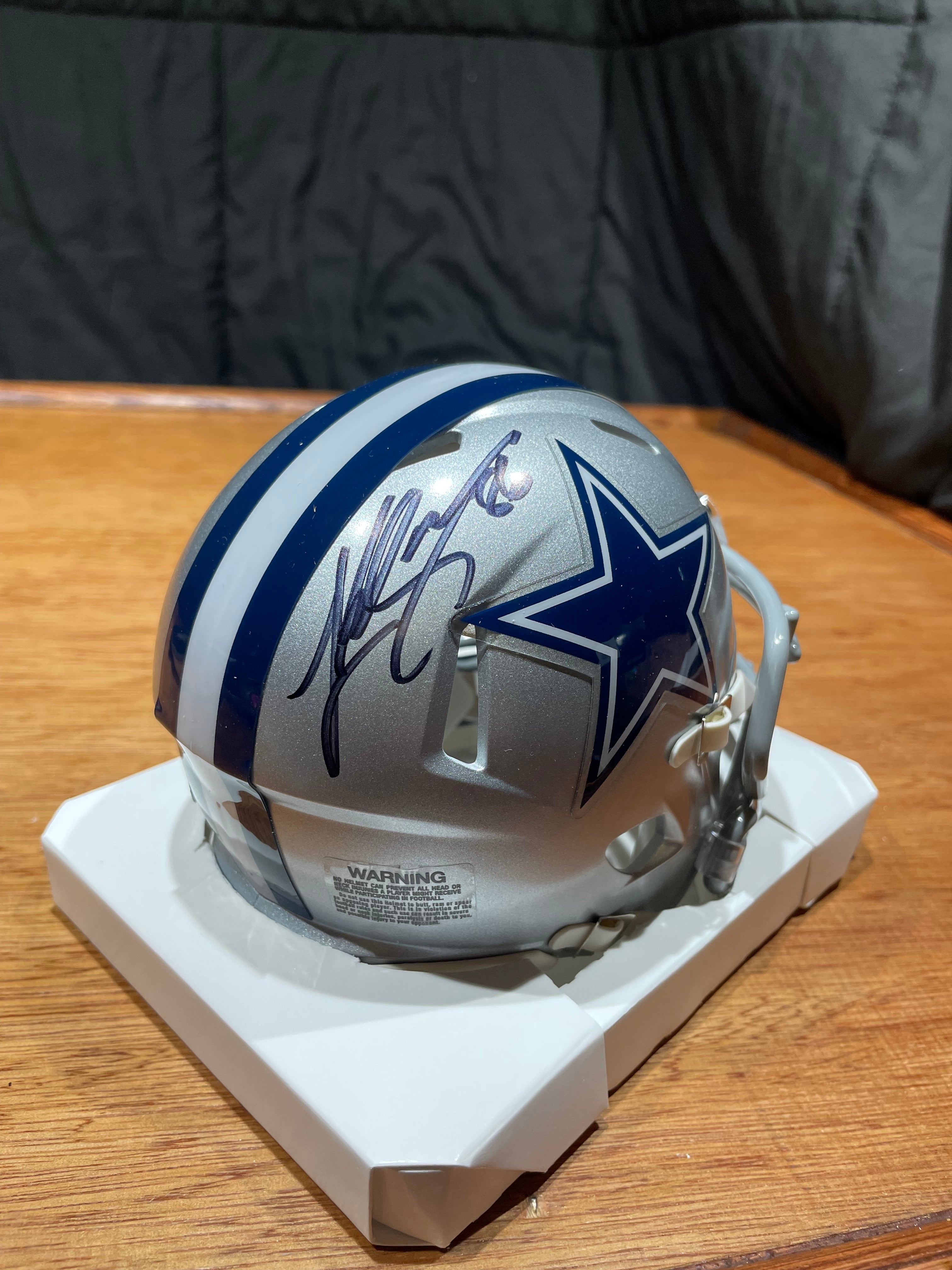 Luke Schoonmaker Autographed Cowboys Mini Helmet- Legit Prova Hologram