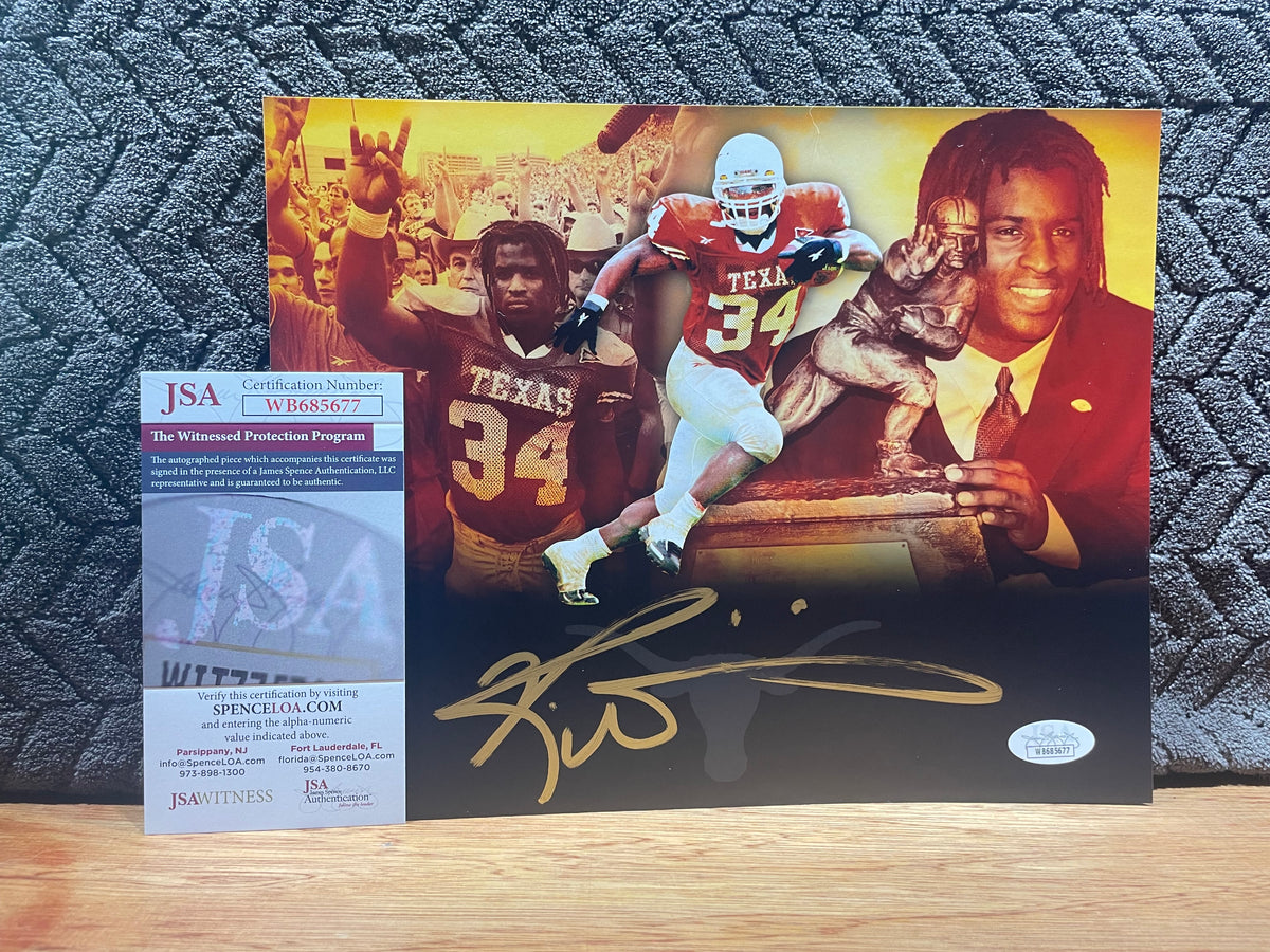 Ricky Williams Autographed Texas Longhorns Heisman Trophy Photograph - JSA Certified