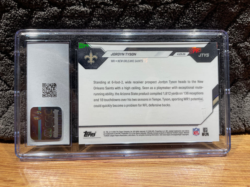 Jordyn Tyson - 2026 Topps Now Rookie Card - CGC 9.5 Mint +