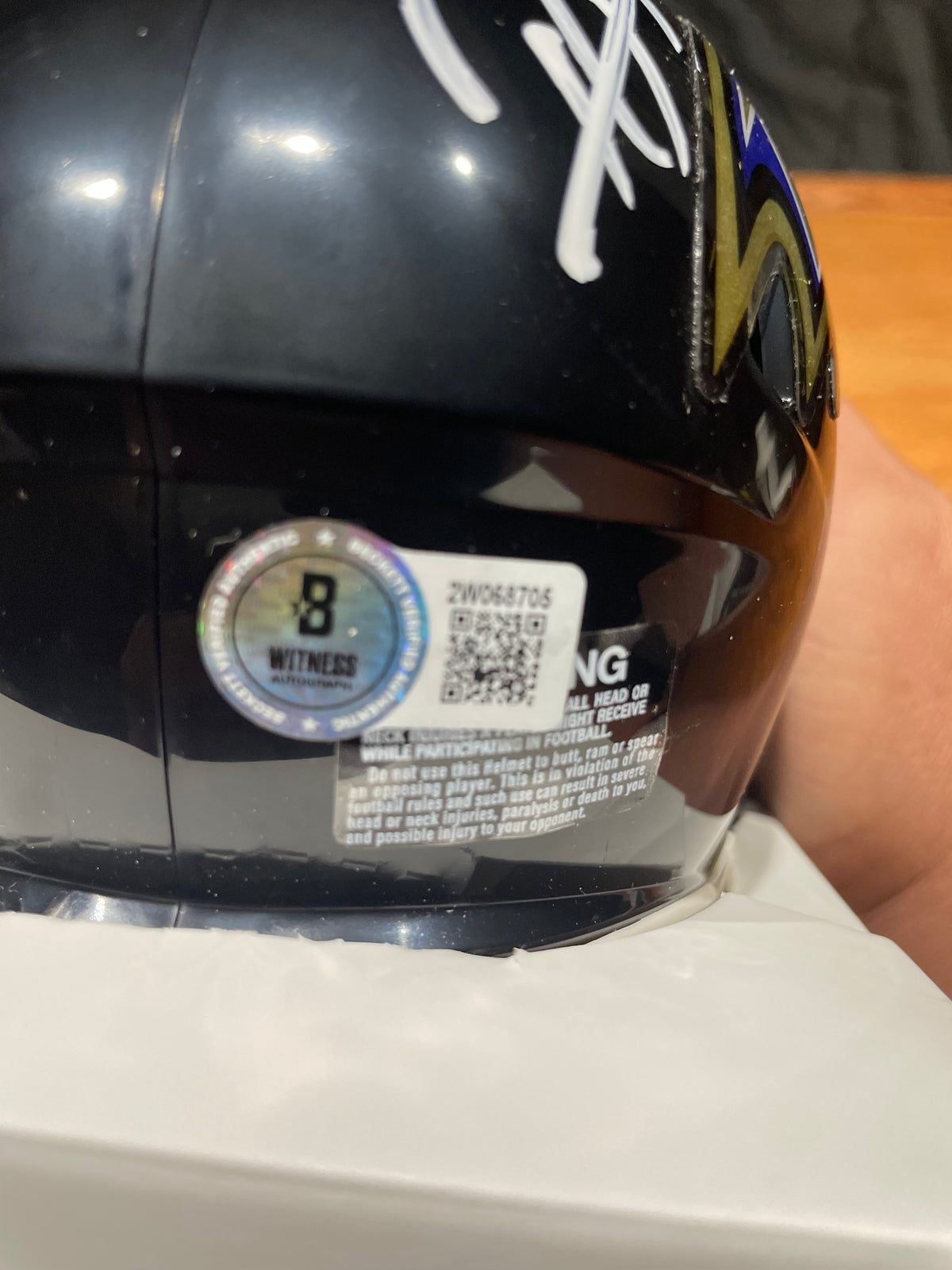 Ray Lewis Autographed Ravens Mini Helmet- Beckett Hologram