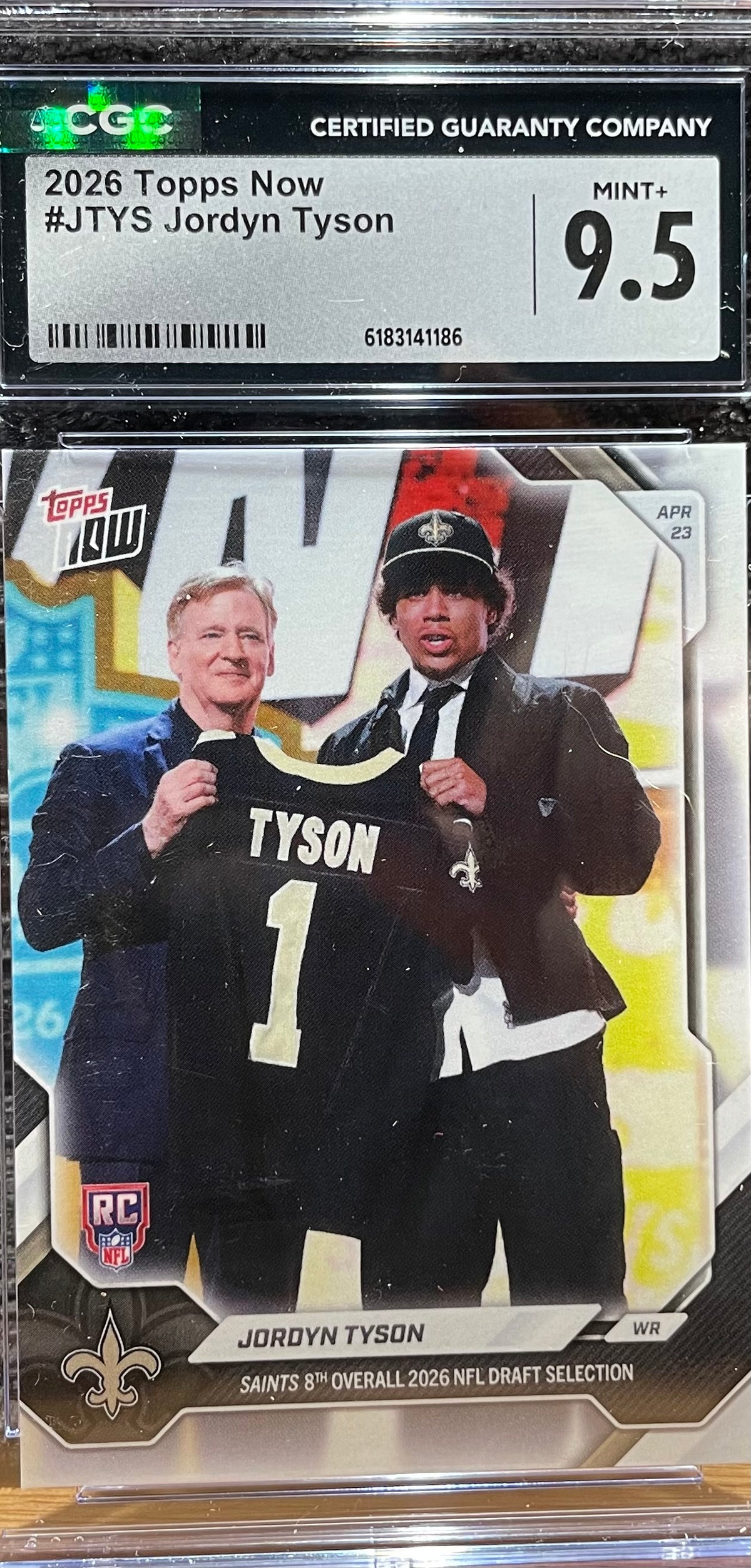 Jordyn Tyson - 2026 Topps Now Rookie Card - CGC 9.5 Mint +