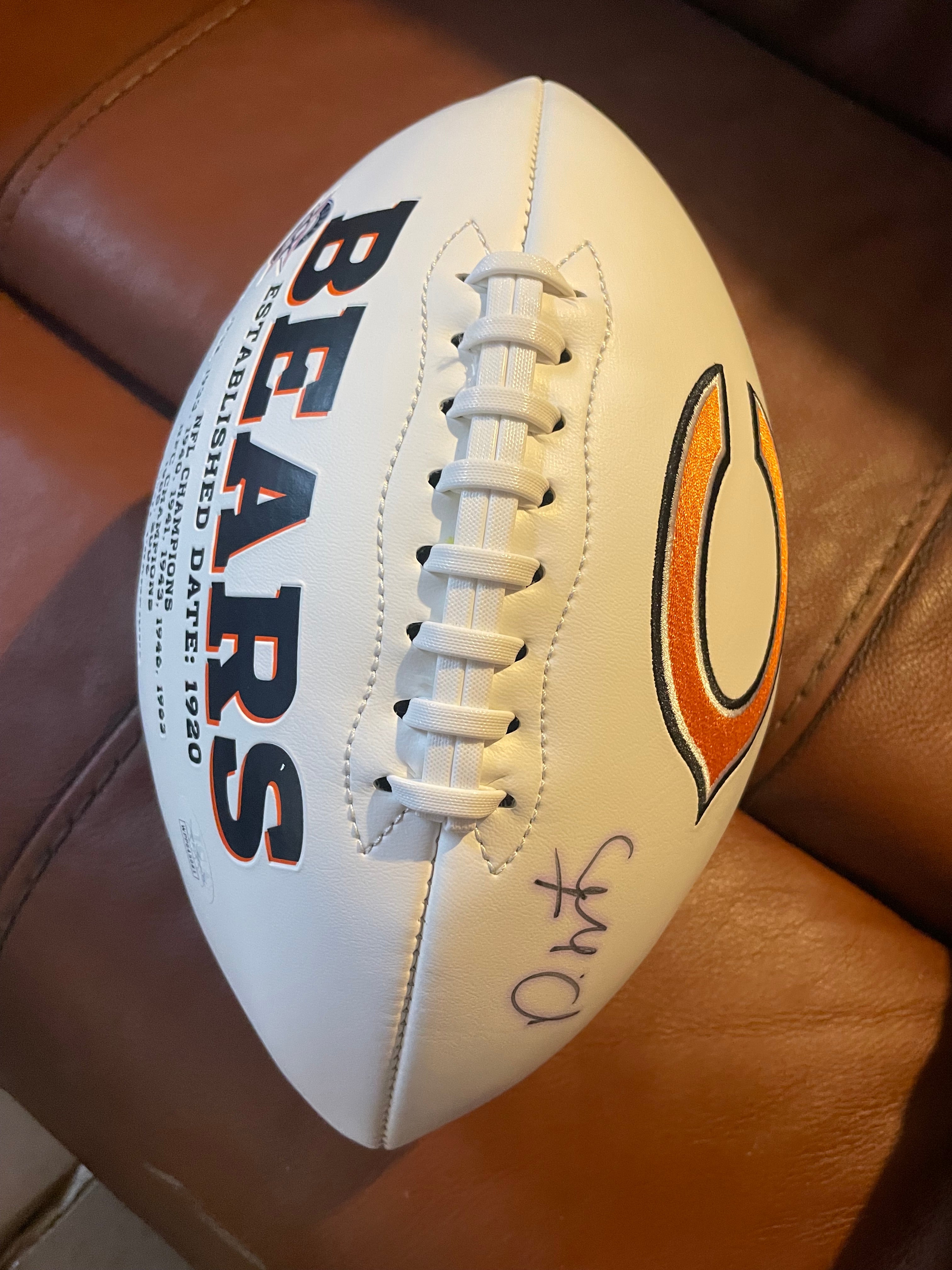 David Montgomery Autographed Chicago Bears Football- JSA Hologram and Certificate of Authenticity