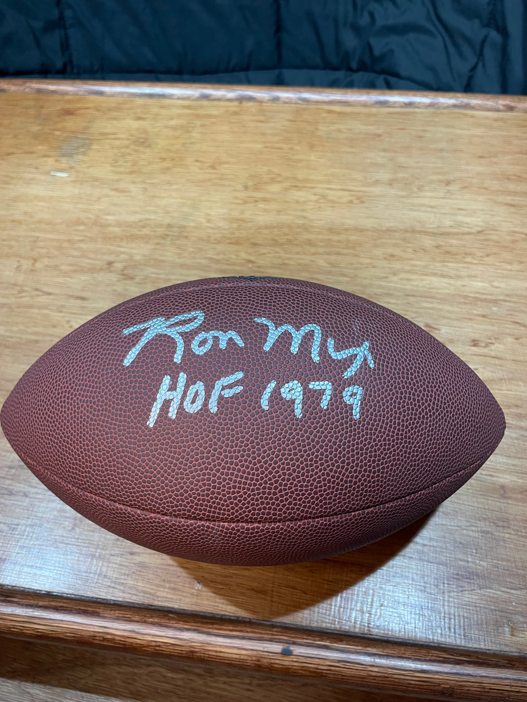 Ron Mix Chargers Autographed Football- Schwartz Hologram and Certificate of Authenticity