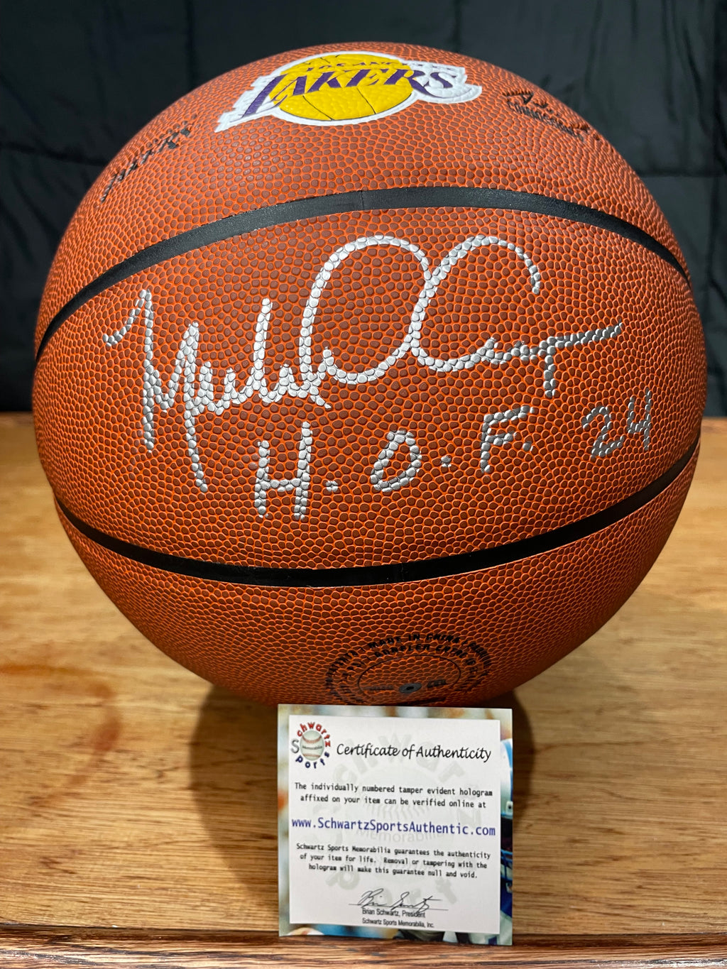 Michael Cooper Autographed Lakers Basketball- Schwartz Hologram and Certificate of Authenticity