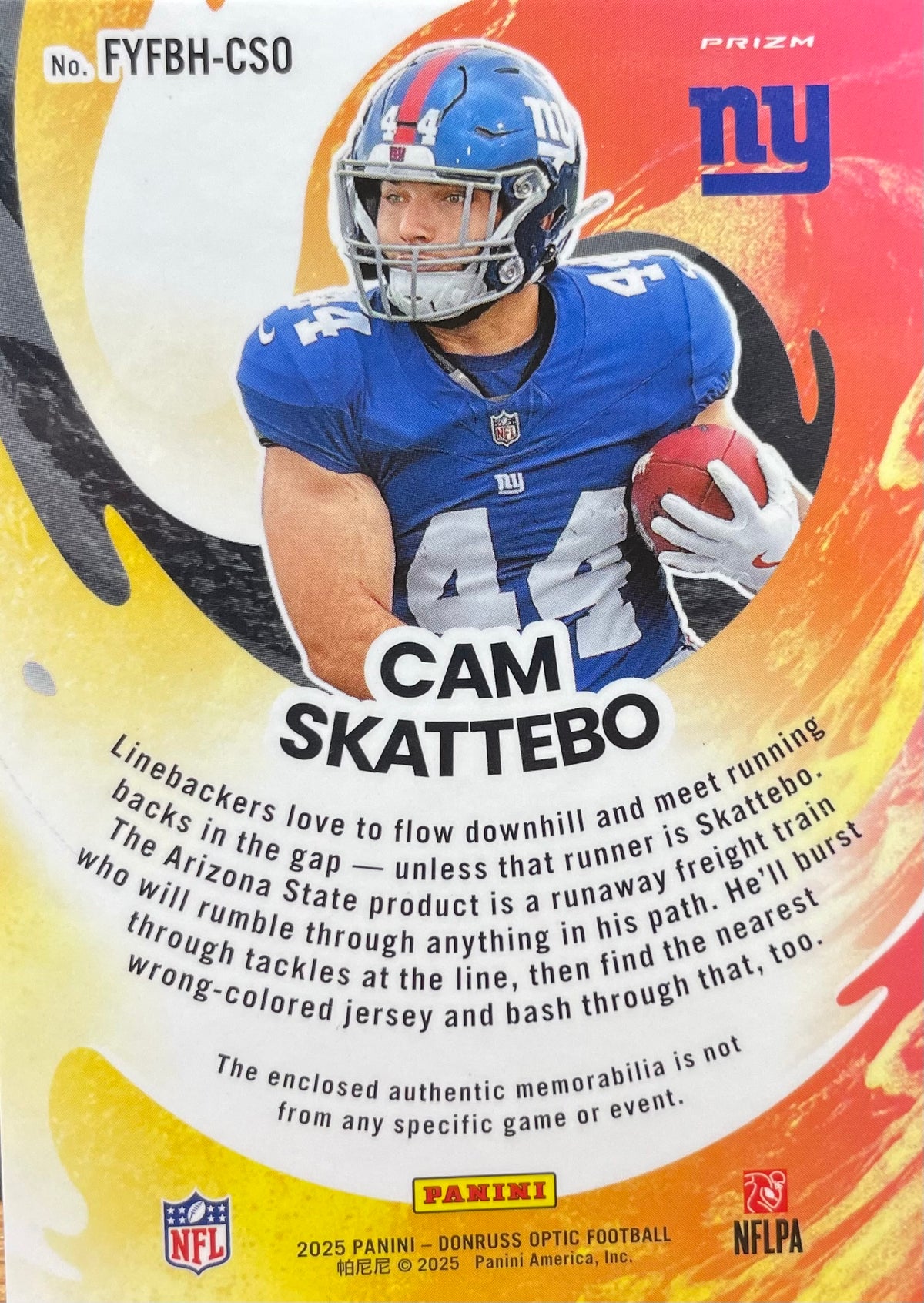 Cam Skattebo 2025 Panini First Year Fresh