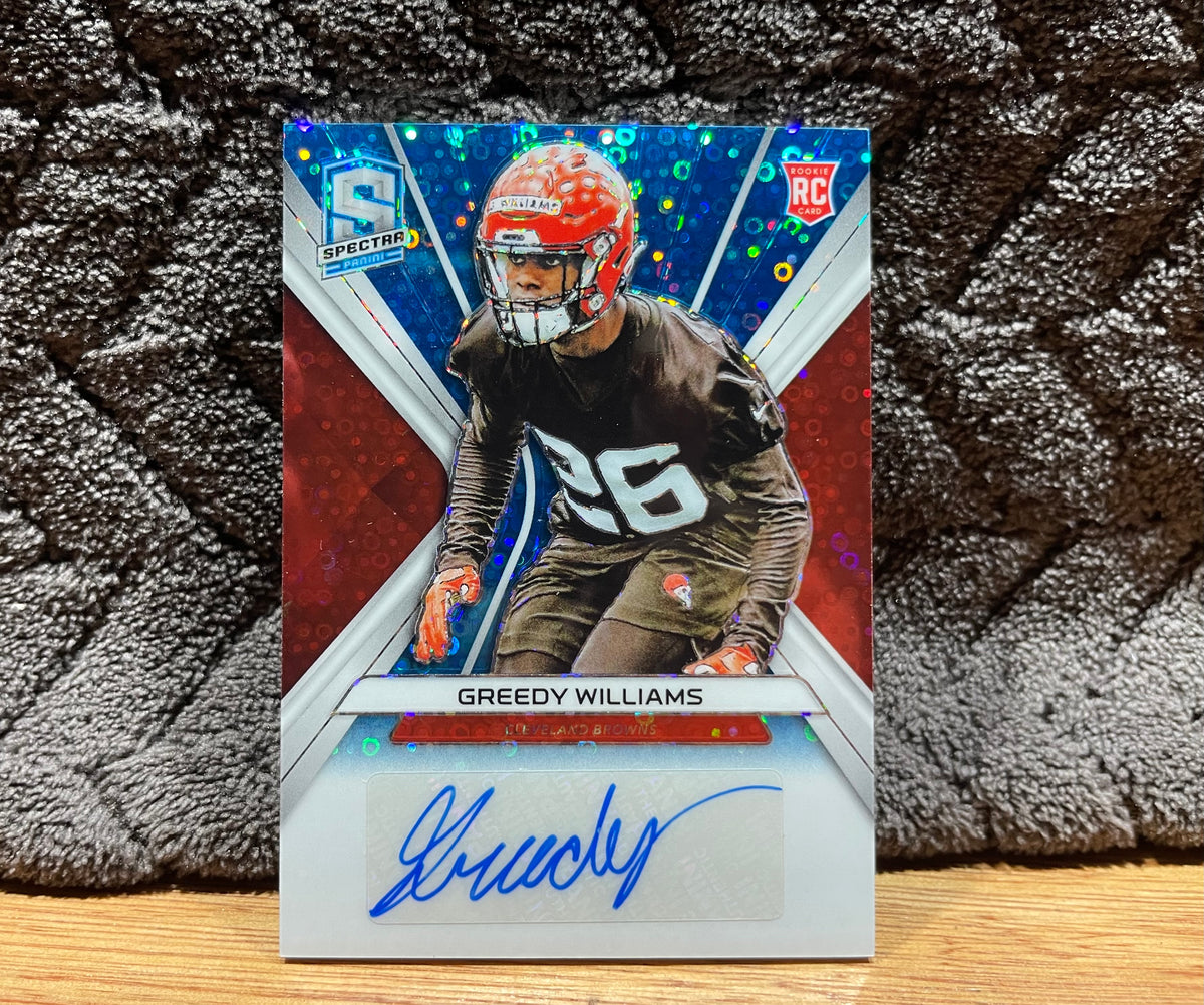 Greedy Williams - 2019 Panini Spectra - Rookie Signatures Neon Blue Prizm - Numbered 84/99
