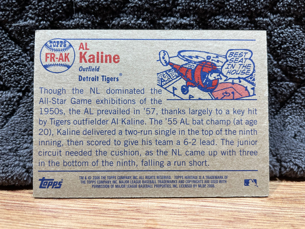 Al Kaline 2006 Topps Heritage "Flashback" Stadium Seat Relics - Authentic Stadium Seat Tigers Stadium