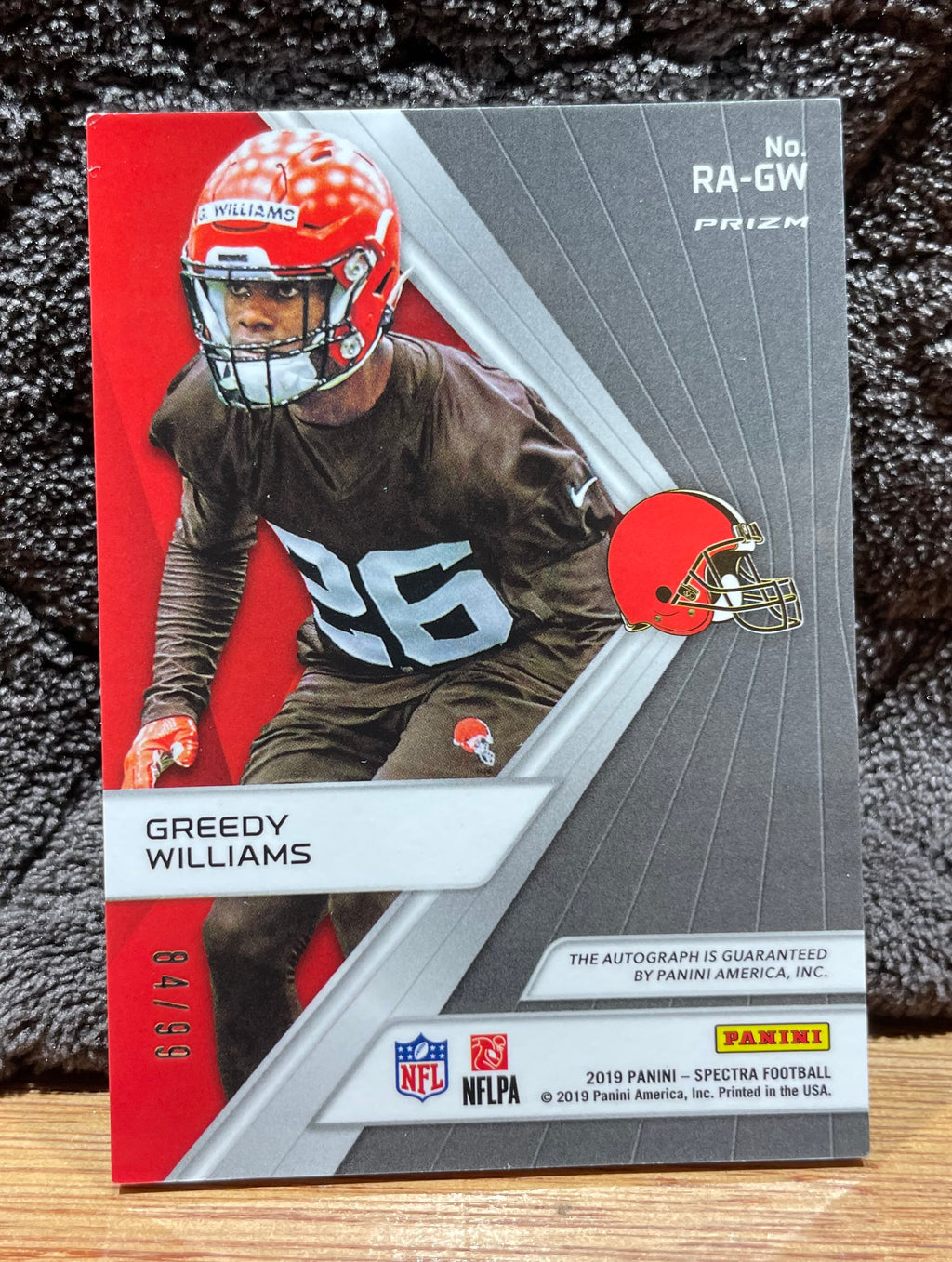 Greedy Williams - 2019 Panini Spectra - Rookie Signatures Neon Blue Prizm - Numbered 84/99