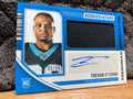 Trevor Etienne Autographed 2025 Panini Rookies and Stars - Player Worn Patch - Numbered 32/99