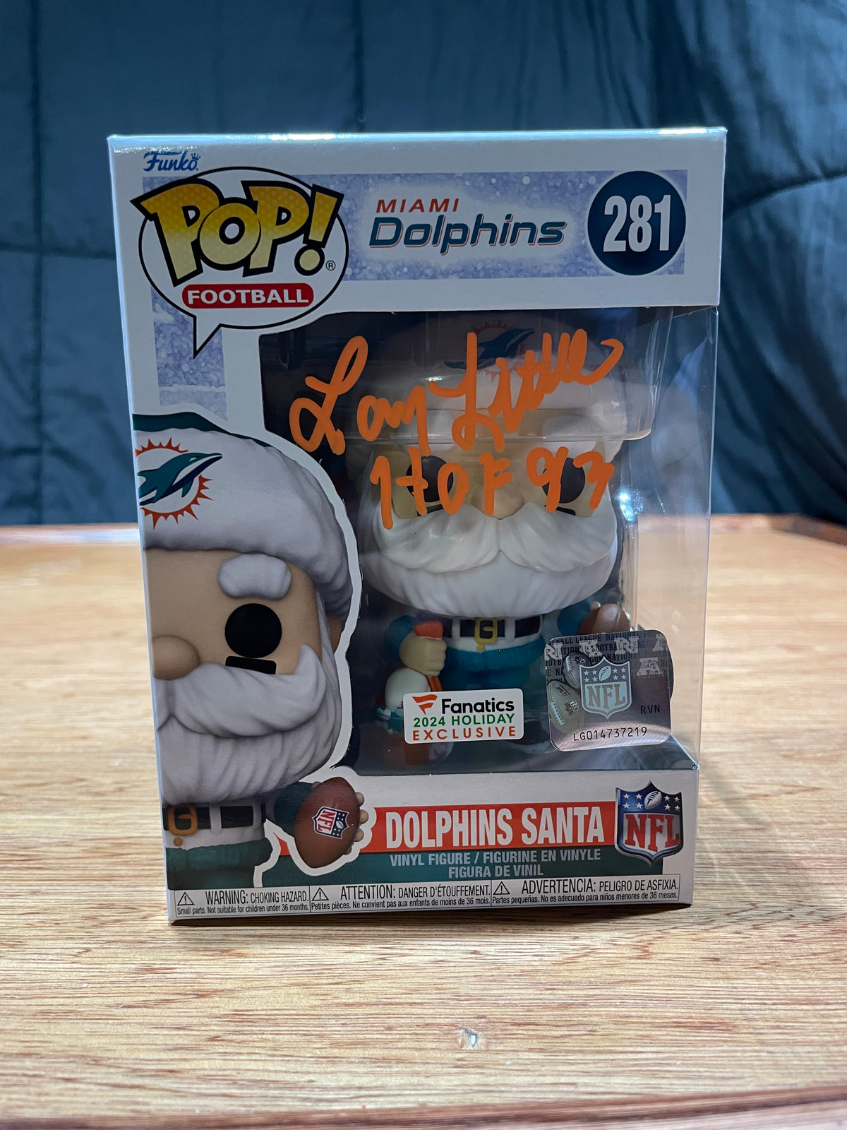 Larry Little Autographed Miami Dolphins Funko Pop- Schwartz Hologram and Certificate of Authenticity