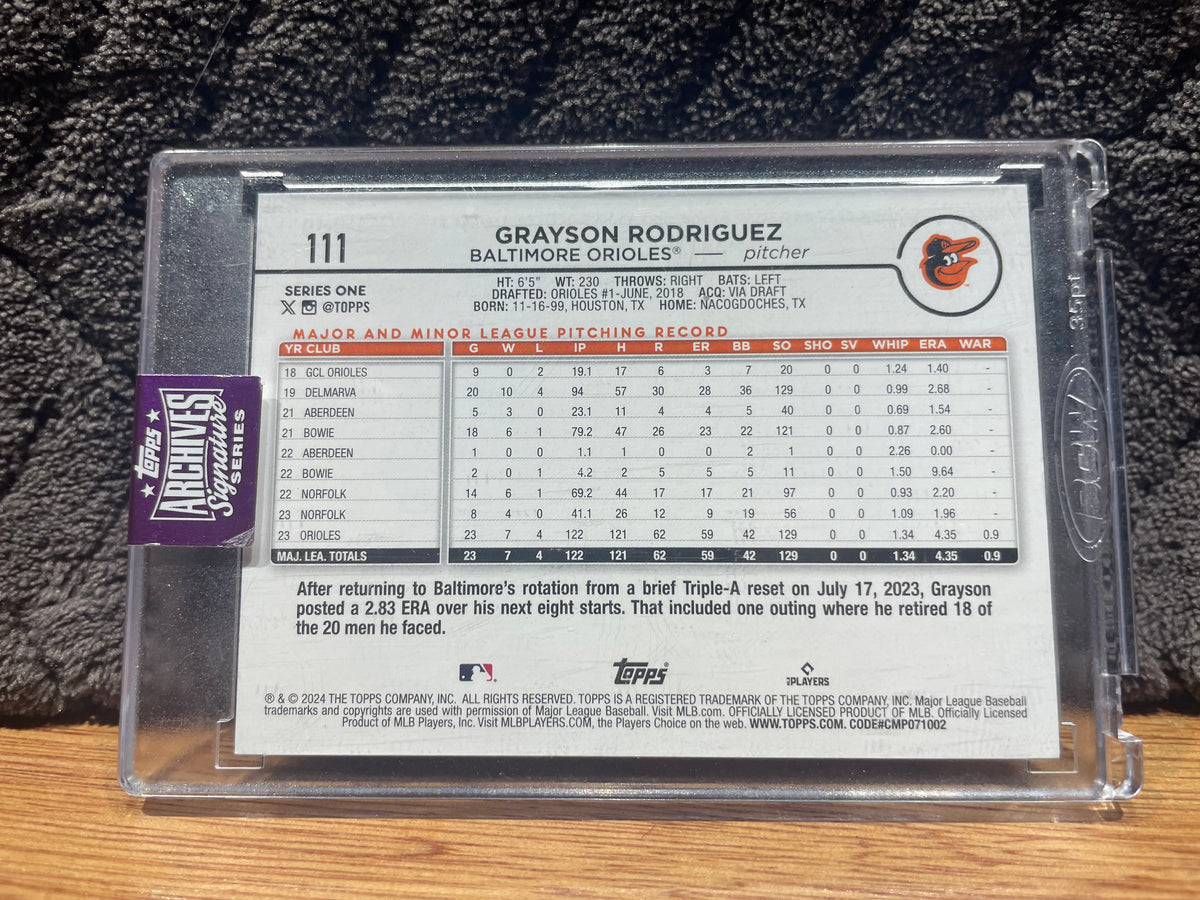Grayson Rodriguez Autographed 2024 Topps Archives Signature Series Future Stars - Numbered 77/90