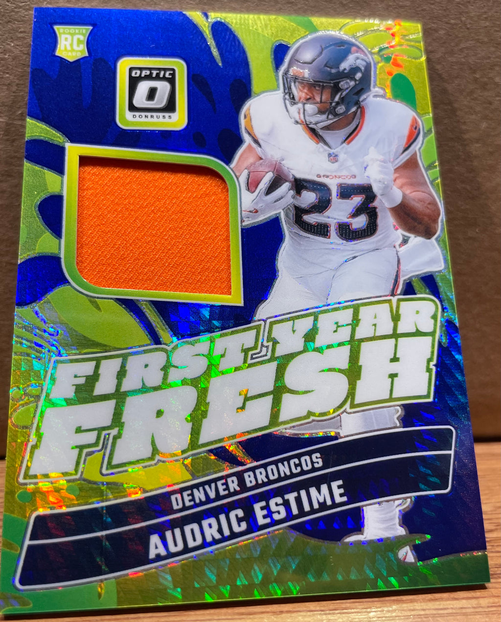 Audric Estime 2024 Panini Donruss Optic First Year Fresh Blue Hyper