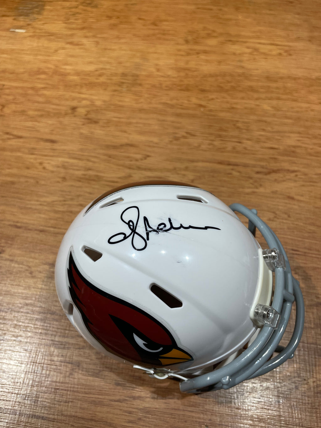 Ottis “O.J.” Anderson Autograghed Cardinals Mini Helmet - Schwartz Certified