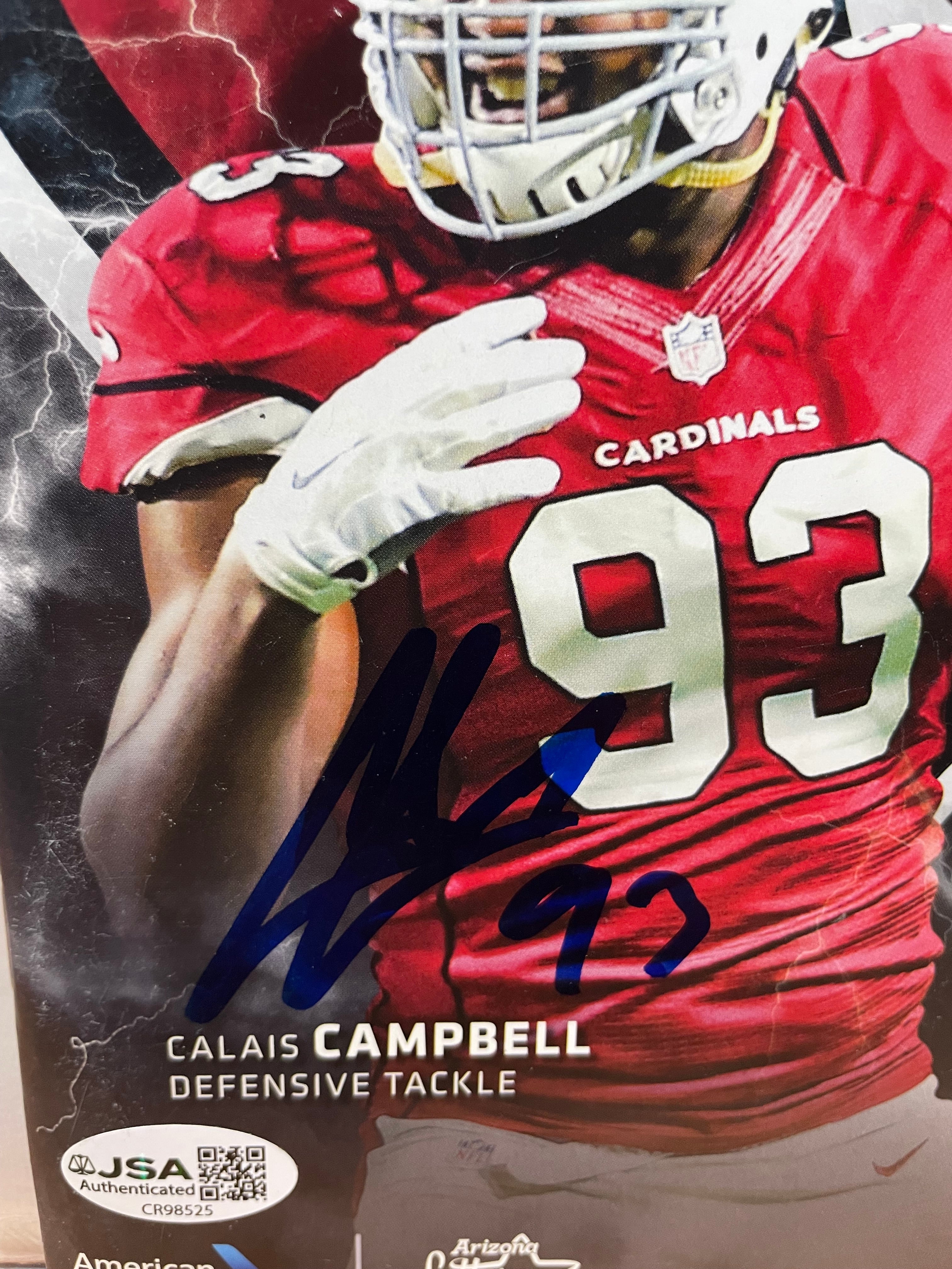 Calais Campbell Autographed Arizona Cardinals Kickoff Program from 9-18-2016-  JSA Hologram