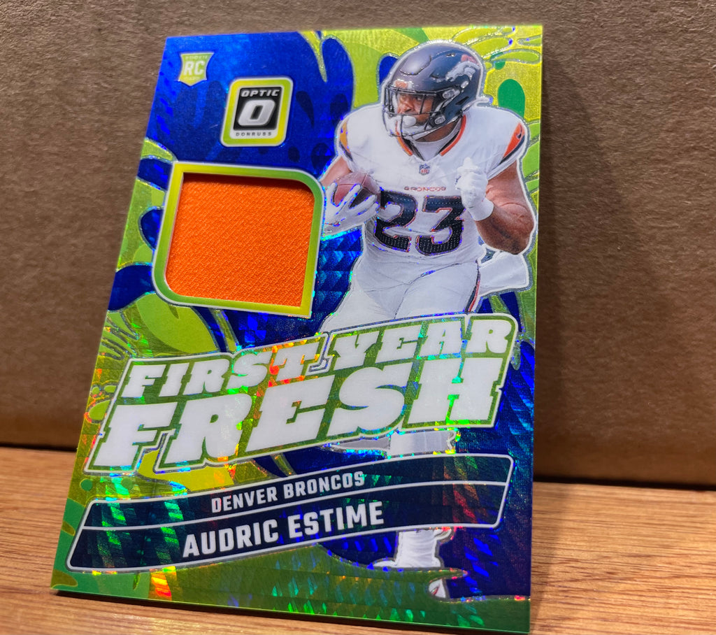Audric Estime 2024 Panini Donruss Optic First Year Fresh Blue Hyper