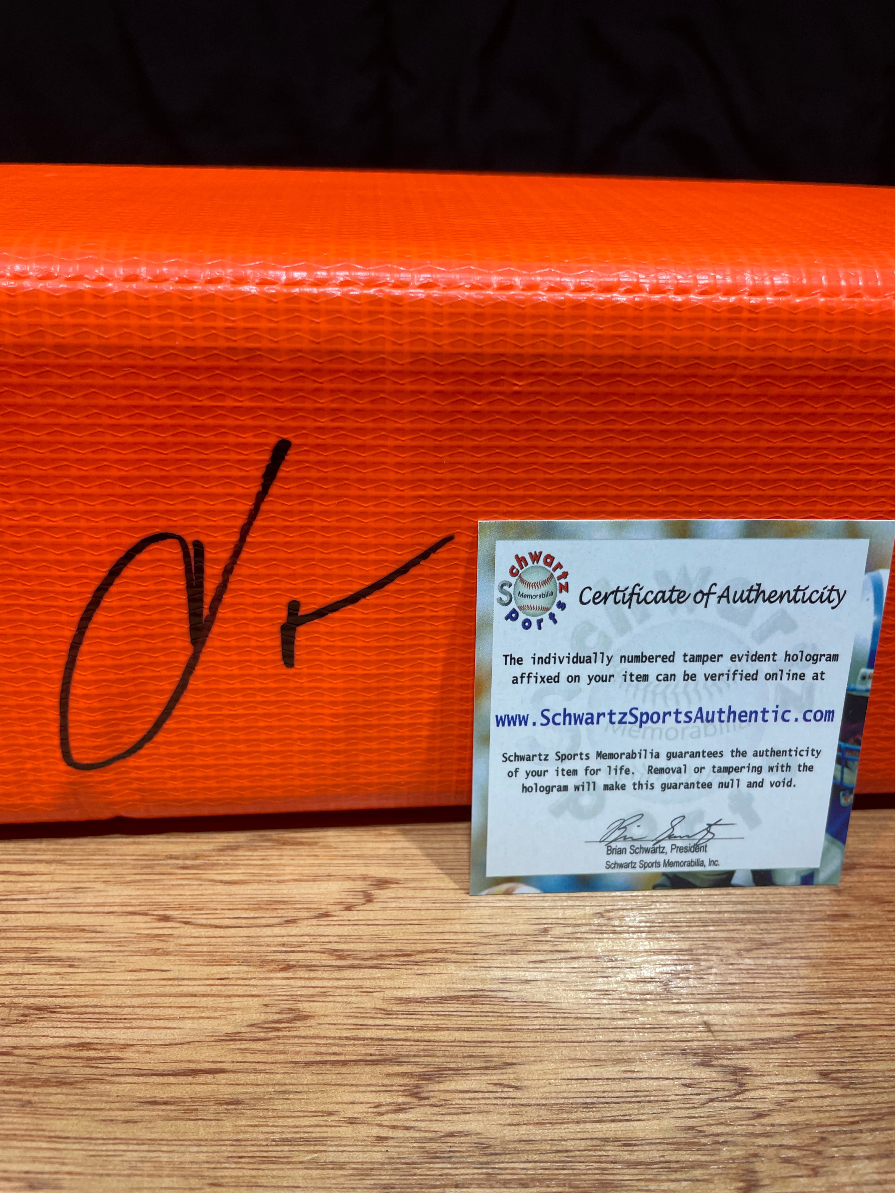 Chad “Ochocinco” Johnson Autographed End Zone Pylon- Schwartz Hologram and Certificate of Authenticity