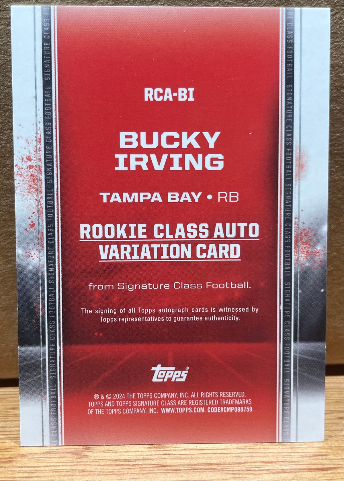 Bucky Irving 2024 Topps Rookie Class Auto Variation