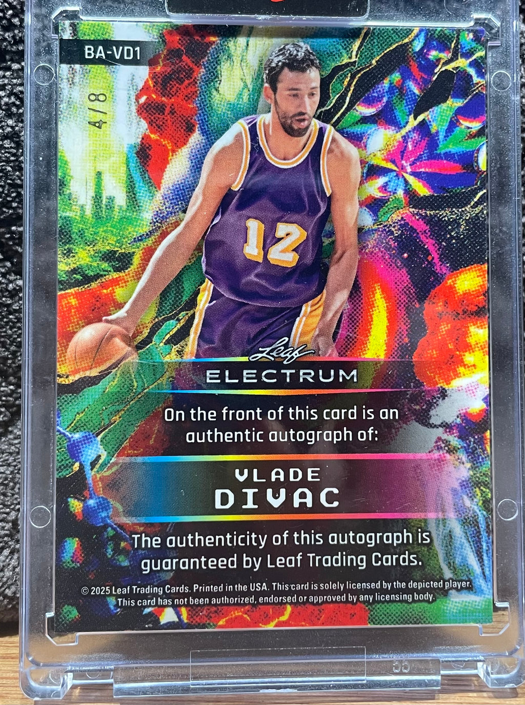 Vlade Divac Autographed 2025 Leaf Electrum - Numbered 4/8