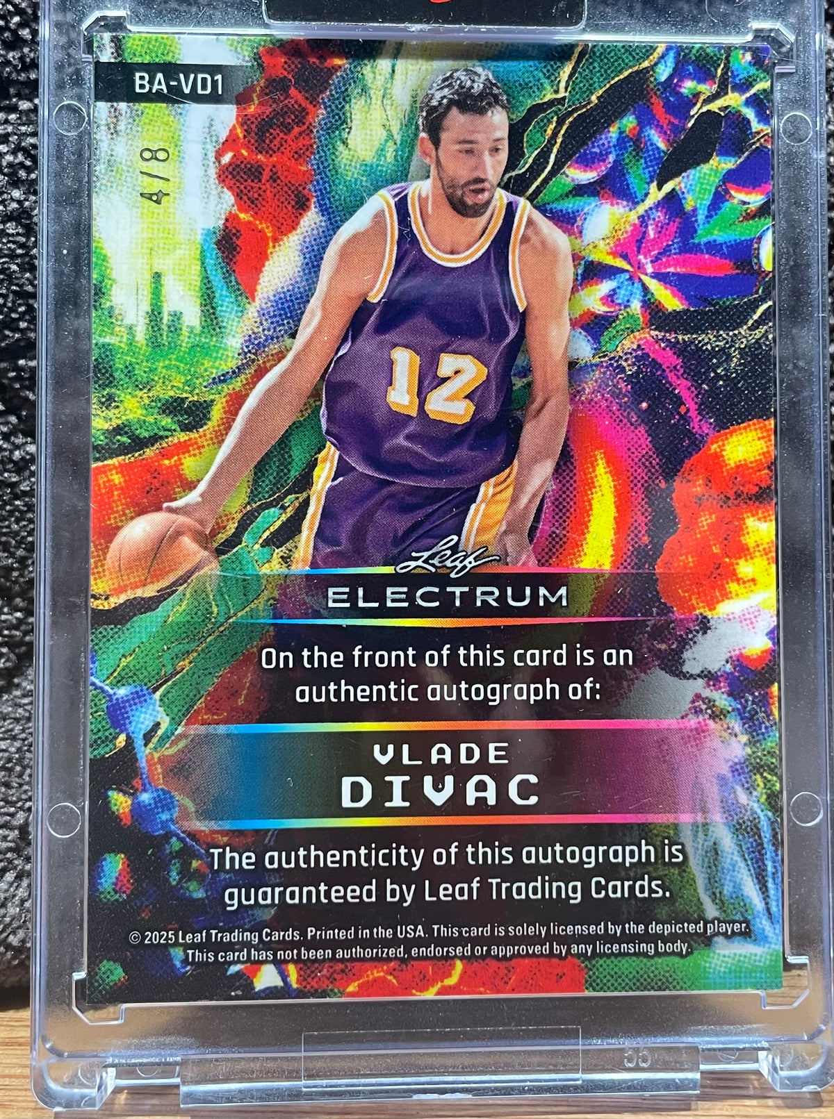 Vlade Divac Autographed 2025 Leaf Electrum - Numbered 4/8