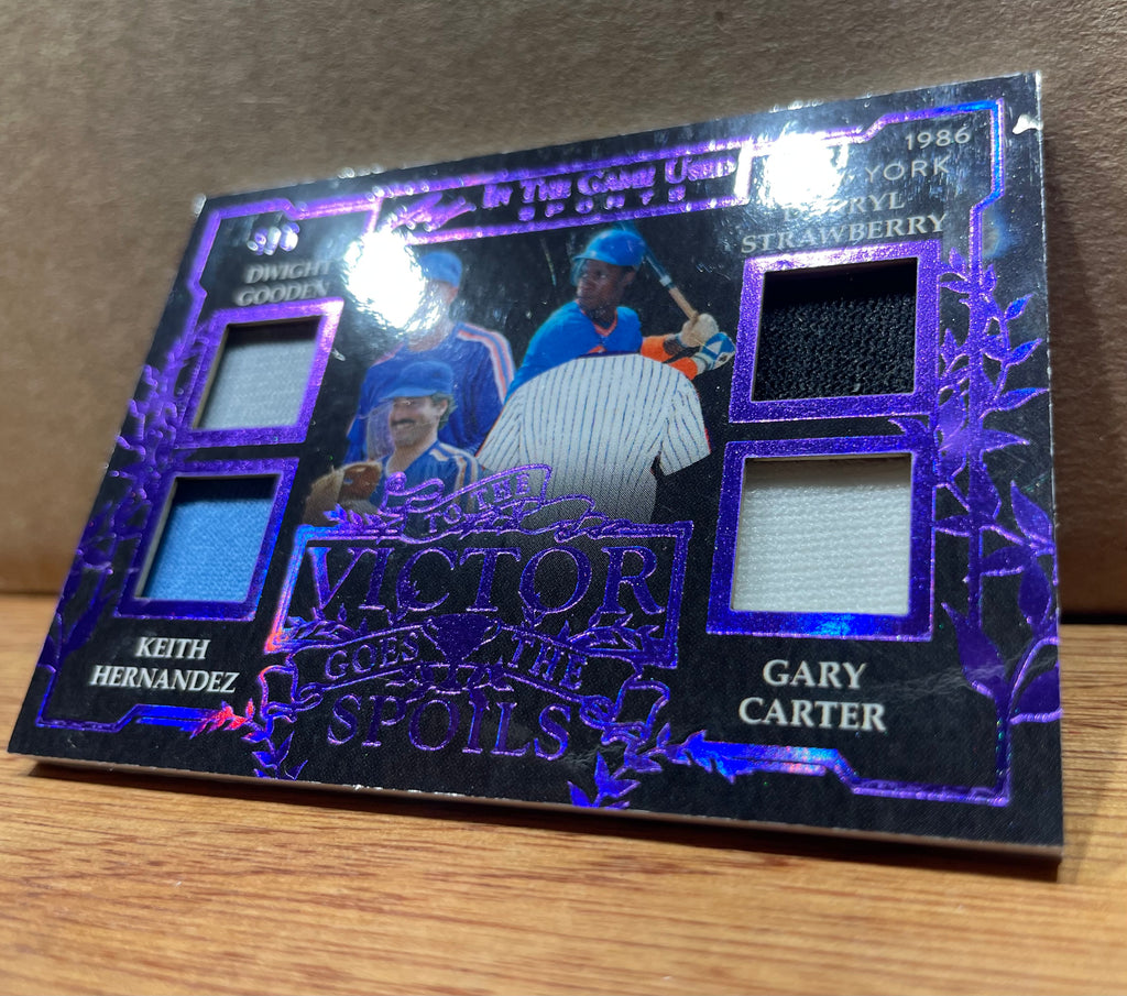 2025 Leaf in The Game Used Sports 1986 New York Mets featuring Darryl Strawberry, Doc Gooden,Keith Hernandez, and Gary Carter numbered 4/6