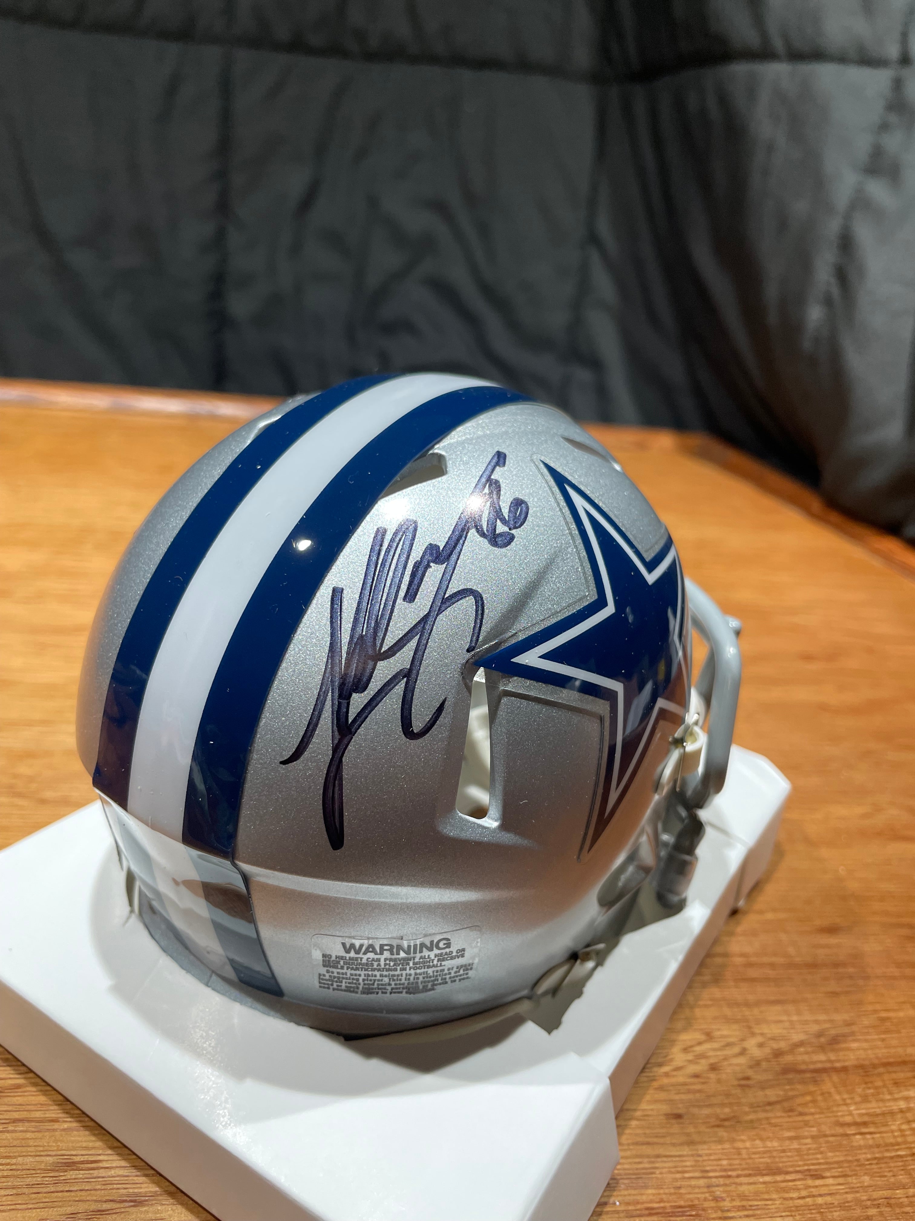 Luke Schoonmaker Autographed Cowboys Mini Helmet- Legit Prova Hologram