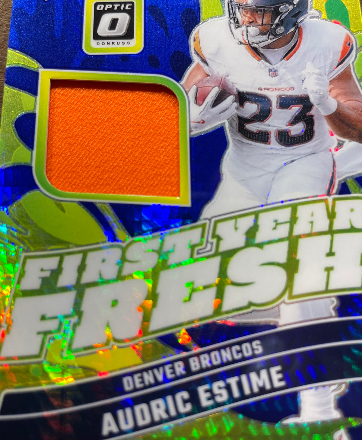 Audric Estime 2024 Panini Donruss Optic First Year Fresh Blue Hyper