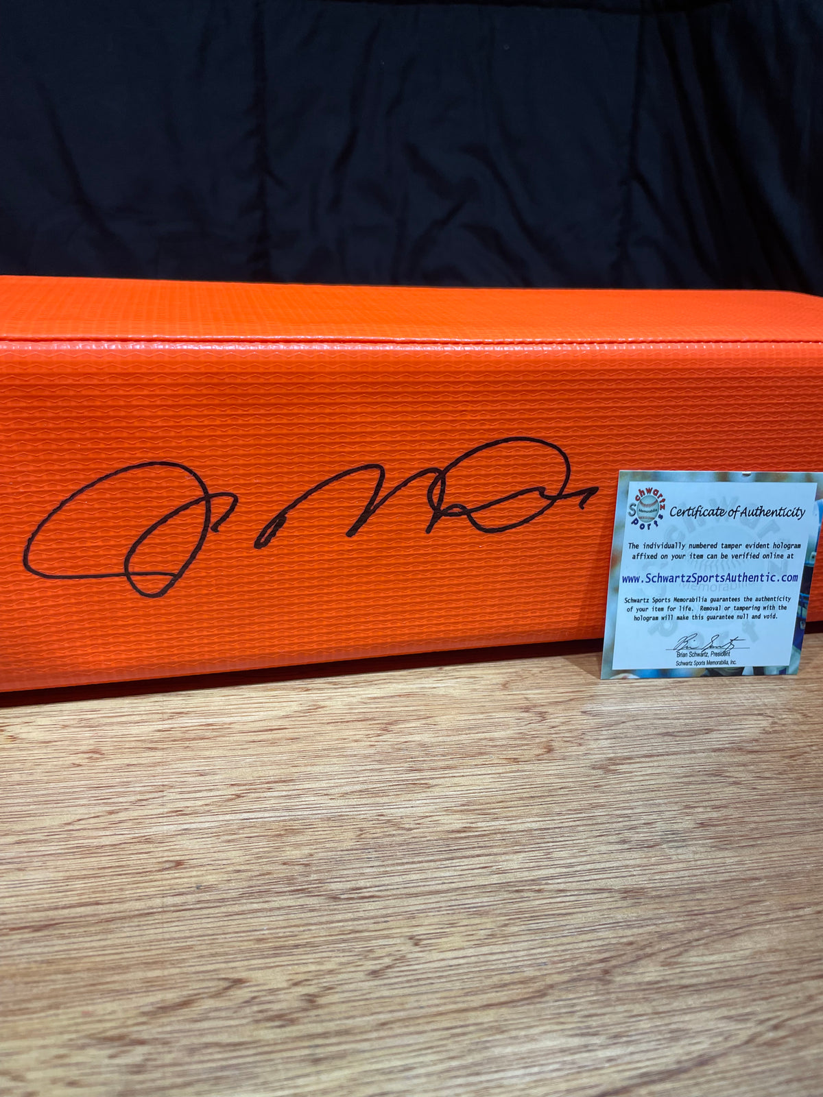 Joe Montana Autographed End Zone Pylon- Schwartz Hologram and Certificate of Authenticity