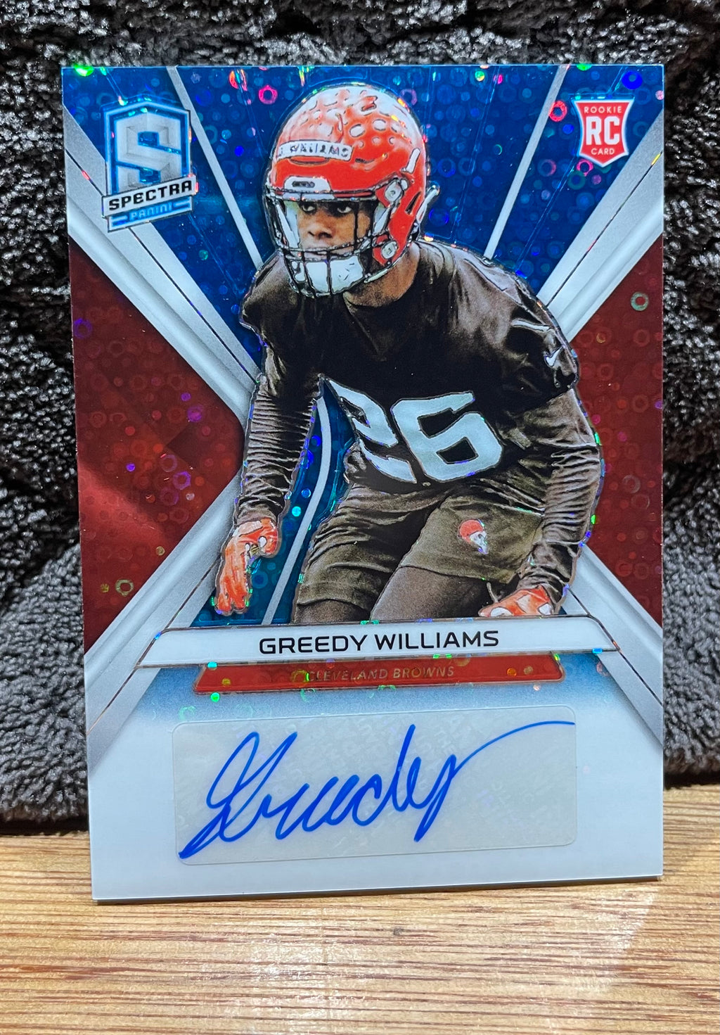 Greedy Williams - 2019 Panini Spectra - Rookie Signatures Neon Blue Prizm - Numbered 84/99
