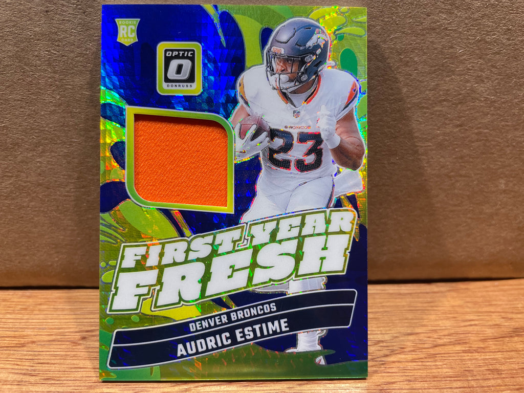 Audric Estime 2024 Panini Donruss Optic First Year Fresh Blue Hyper