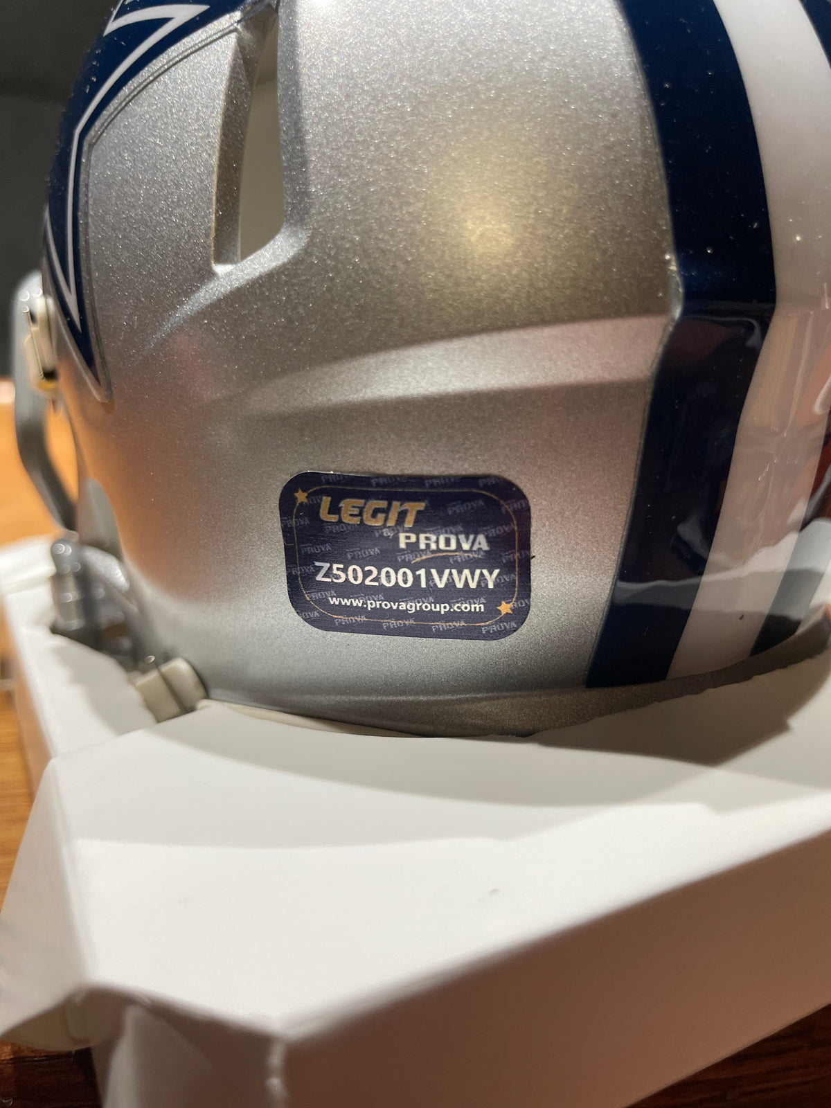 Luke Schoonmaker Autographed Cowboys Mini Helmet- Legit Prova Hologram