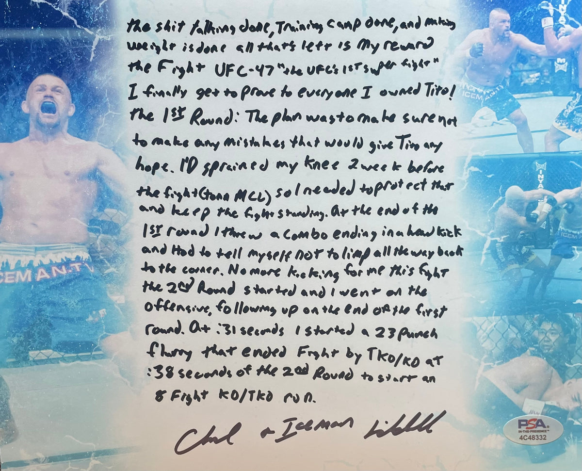 Chuck Liddell Autographed 8x10 Photograph - PSA Certifed