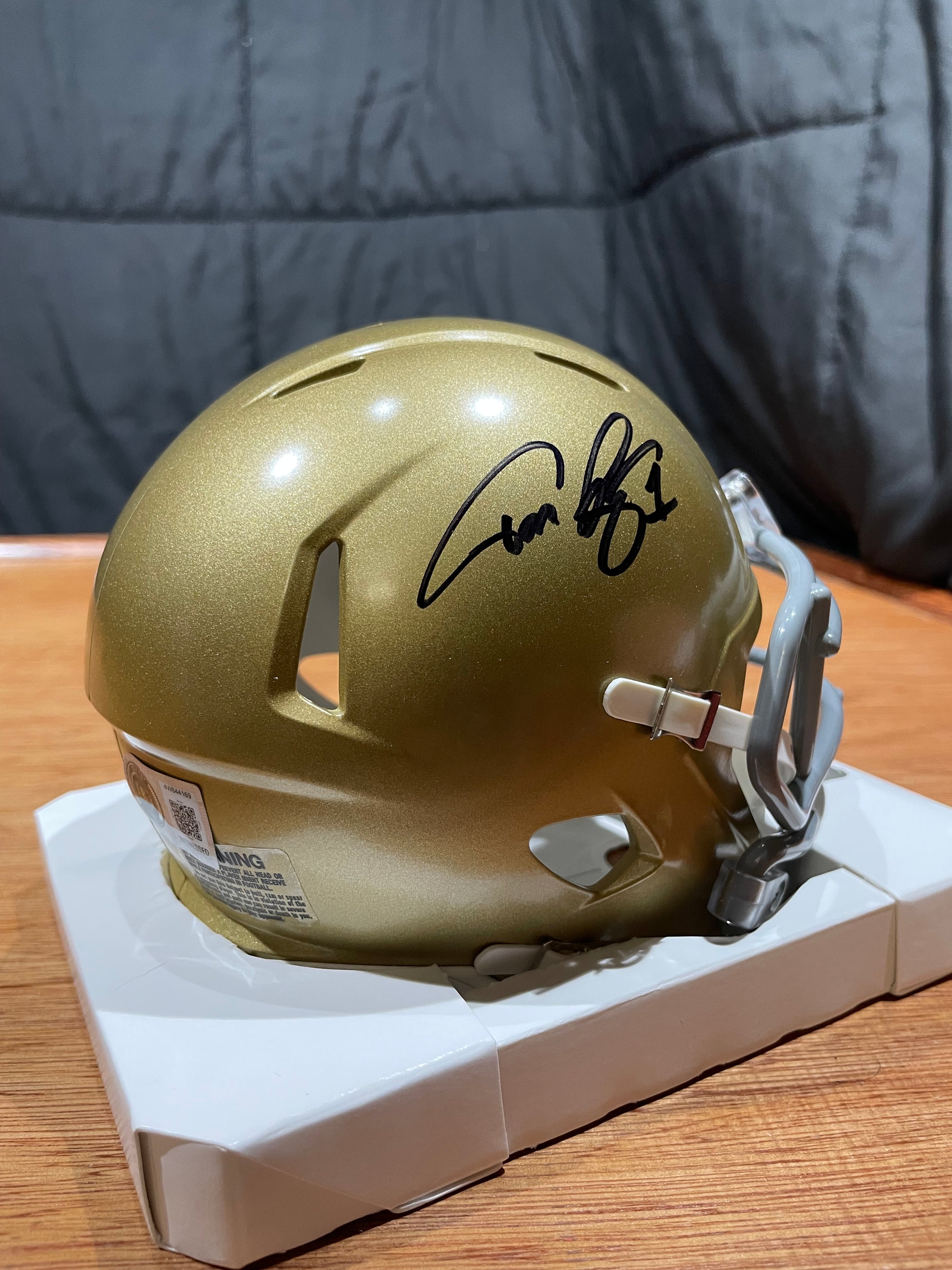 Todd Lyght Autographed Notre Dame Mini Helmet- Beckett Hologram