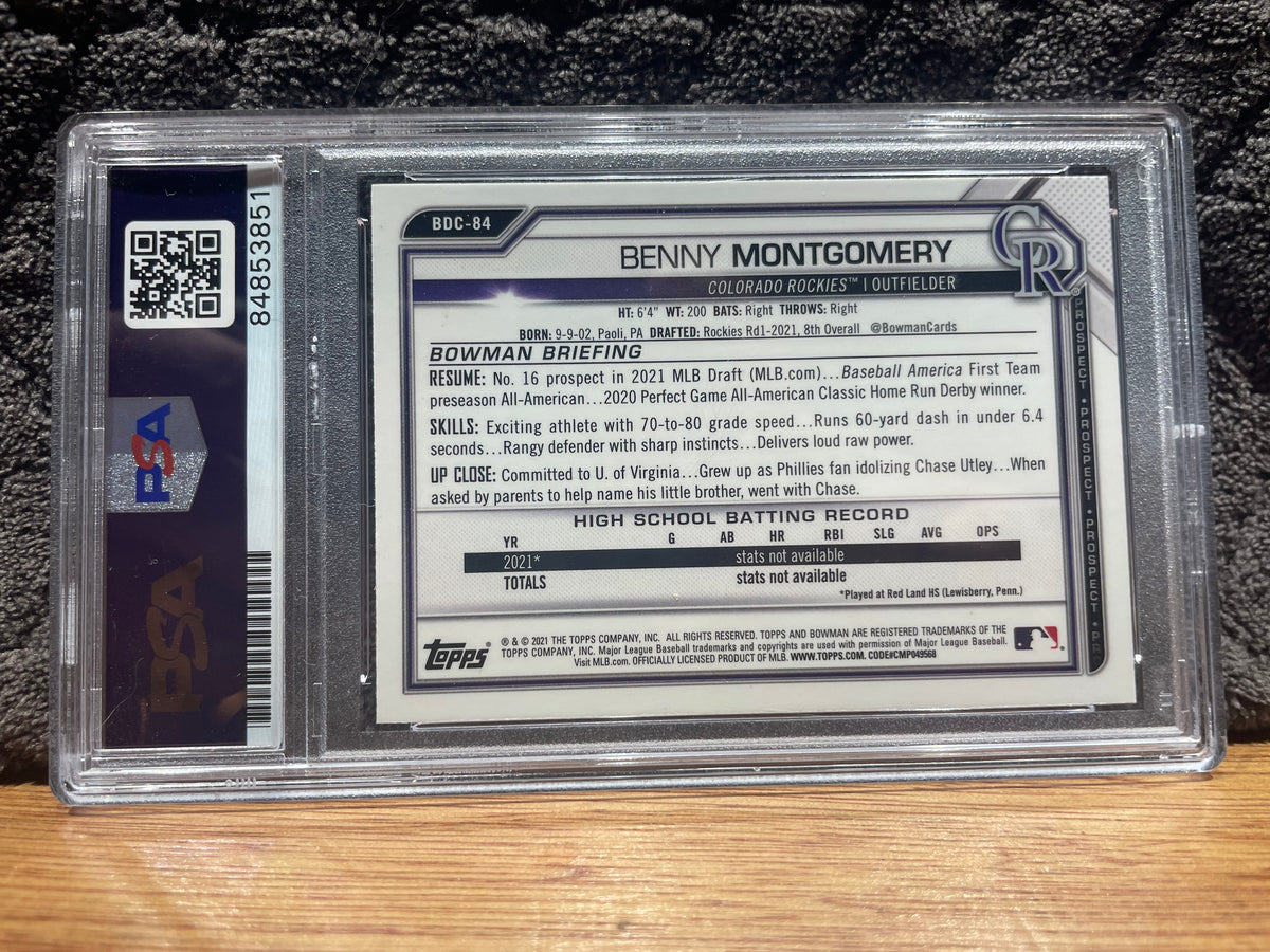 Benny Montgomery Autographed 2021 Bowman - PSA/DNA Certified