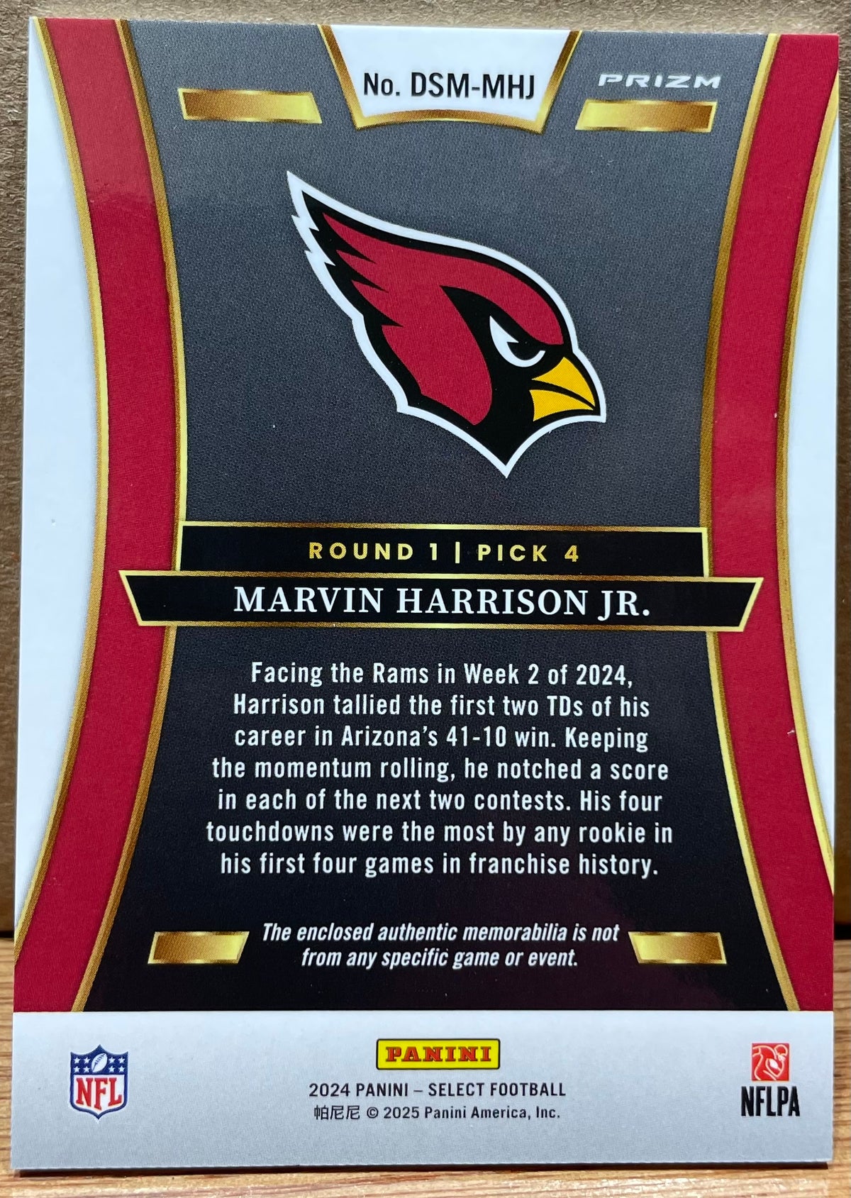 Marvin Harrison Jr 2024 Panini Select Draft Selections Rookie Card