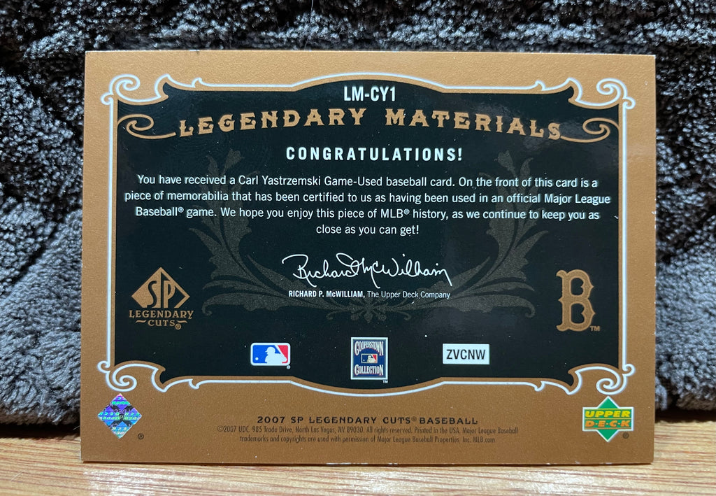 Carl Yastrzemski 2007 Upper Deck SP Legendary Cuts "Legendary Materials" - Game worn