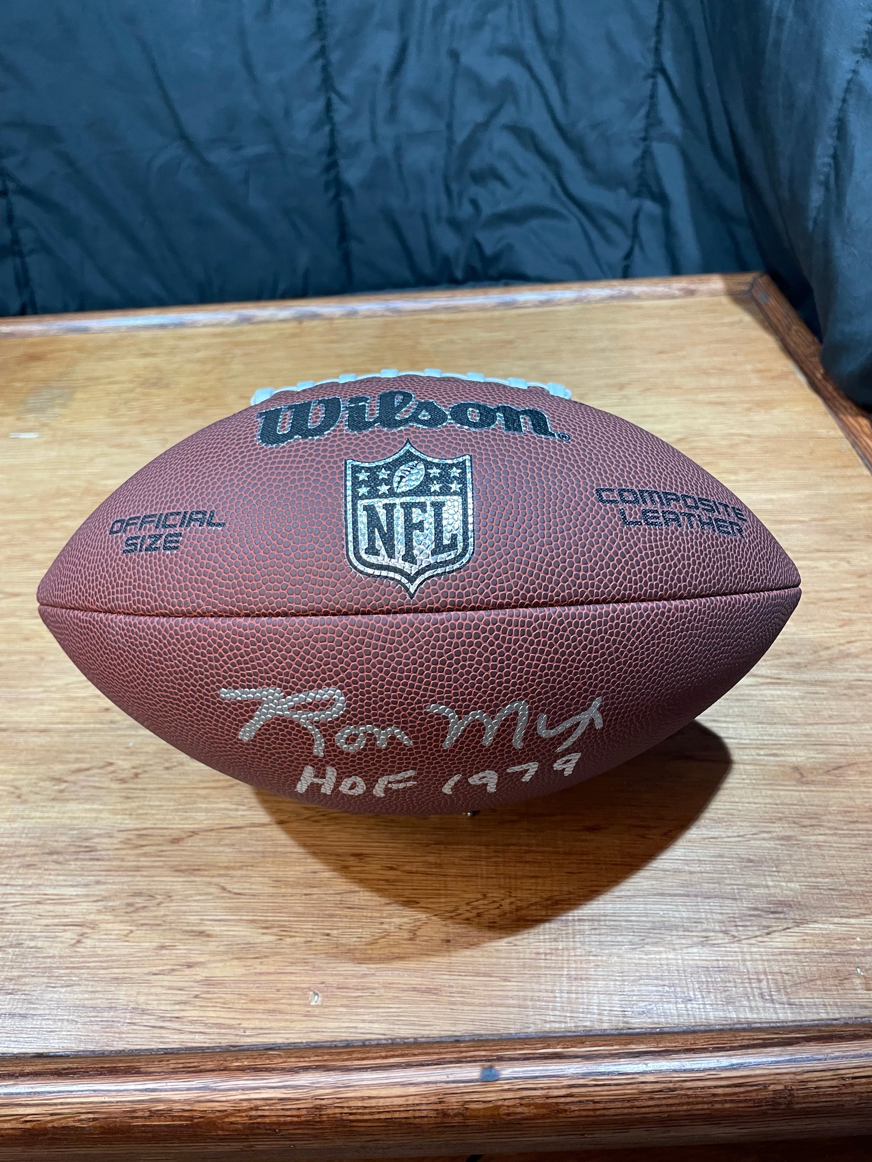 Ron Mix Chargers Autographed Football- Schwartz Hologram and Certificate of Authenticity