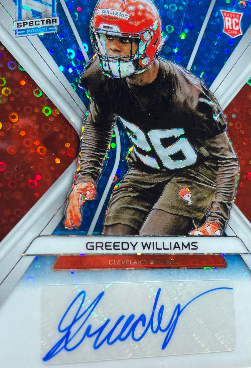 Greedy Williams - 2019 Panini Spectra - Rookie Signatures Neon Blue Prizm - Numbered 84/99