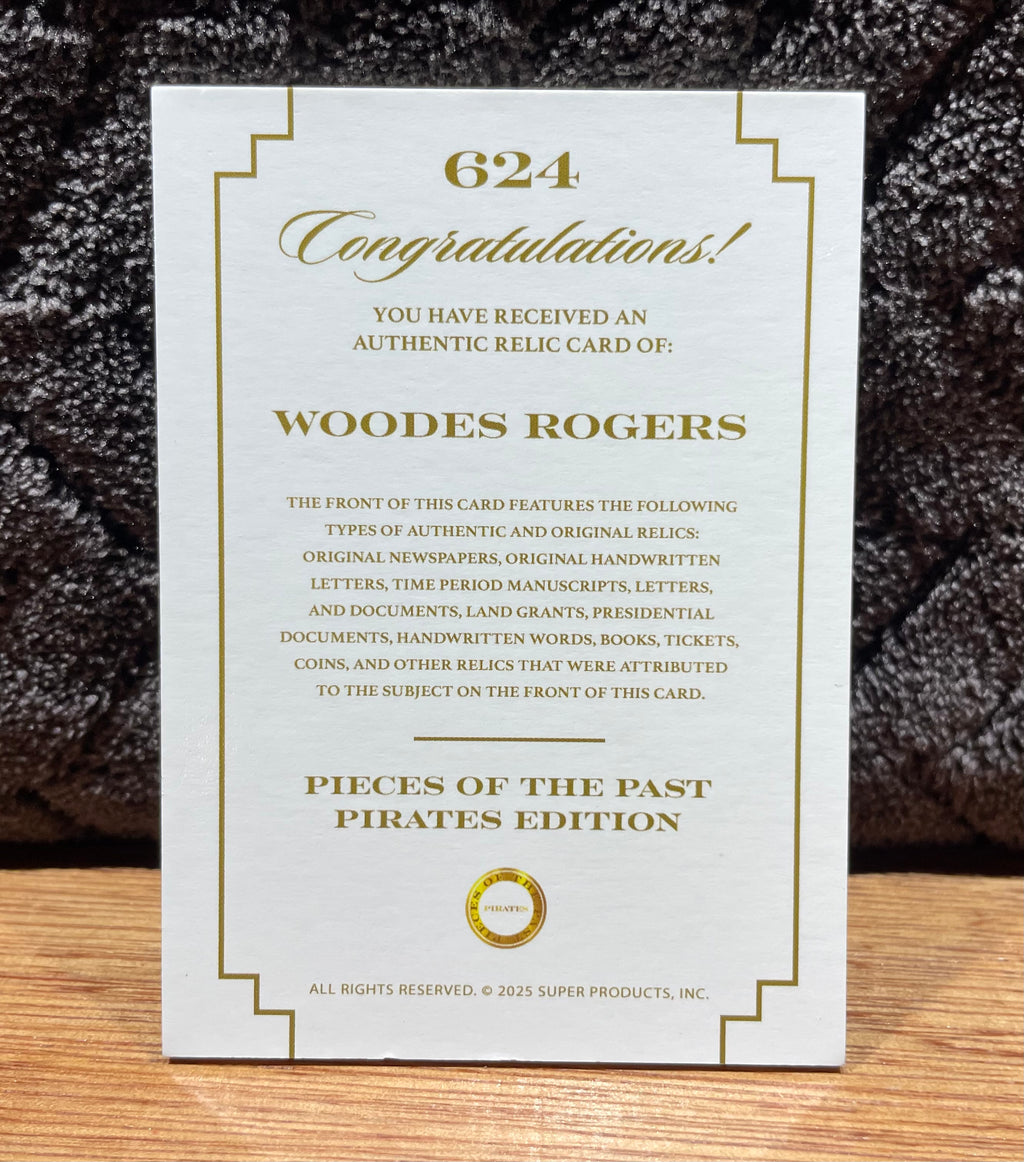 Woodes Rogers - Authentic Relic Card- 2025 Pieces of the Past - Pirate Edition