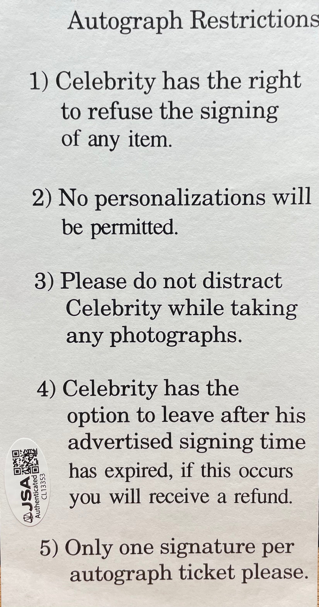 Johnny Vander Meer Autographed Promotional Signing Card - JSA Certified