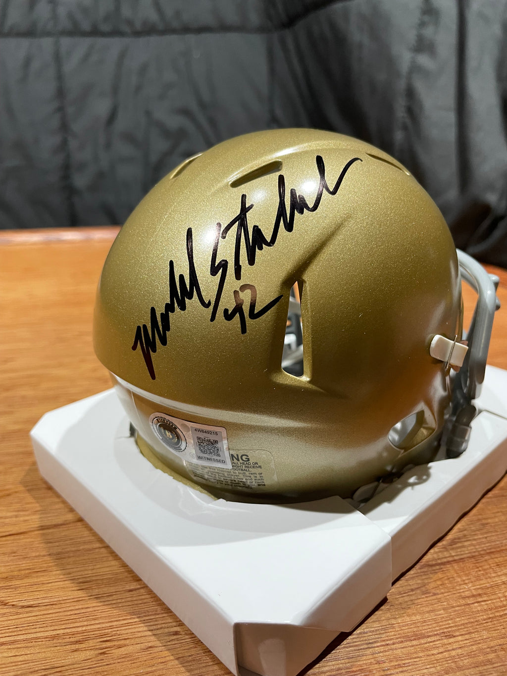 Michael Stonebreaker Autographed Notre Dame Mini Helmet- Beckett Hologram