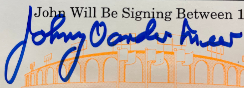 Johnny Vander Meer Autographed Promotional Signing Card - JSA Certified