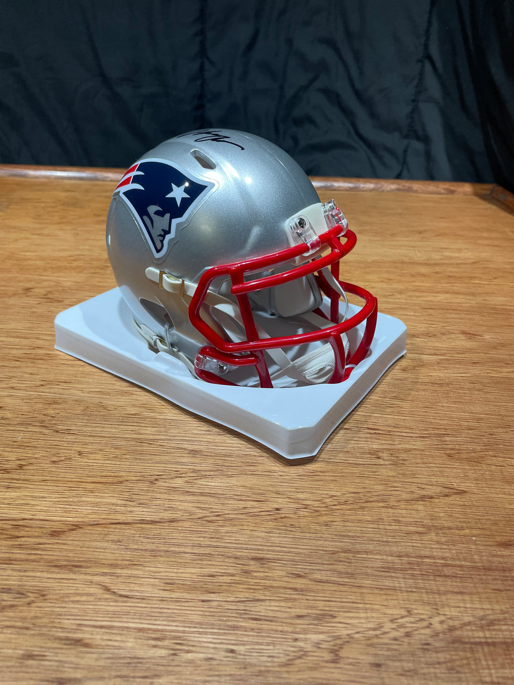 Christian Gonzalez Autographed Patriots Mini Helmet- Beckett Hologram