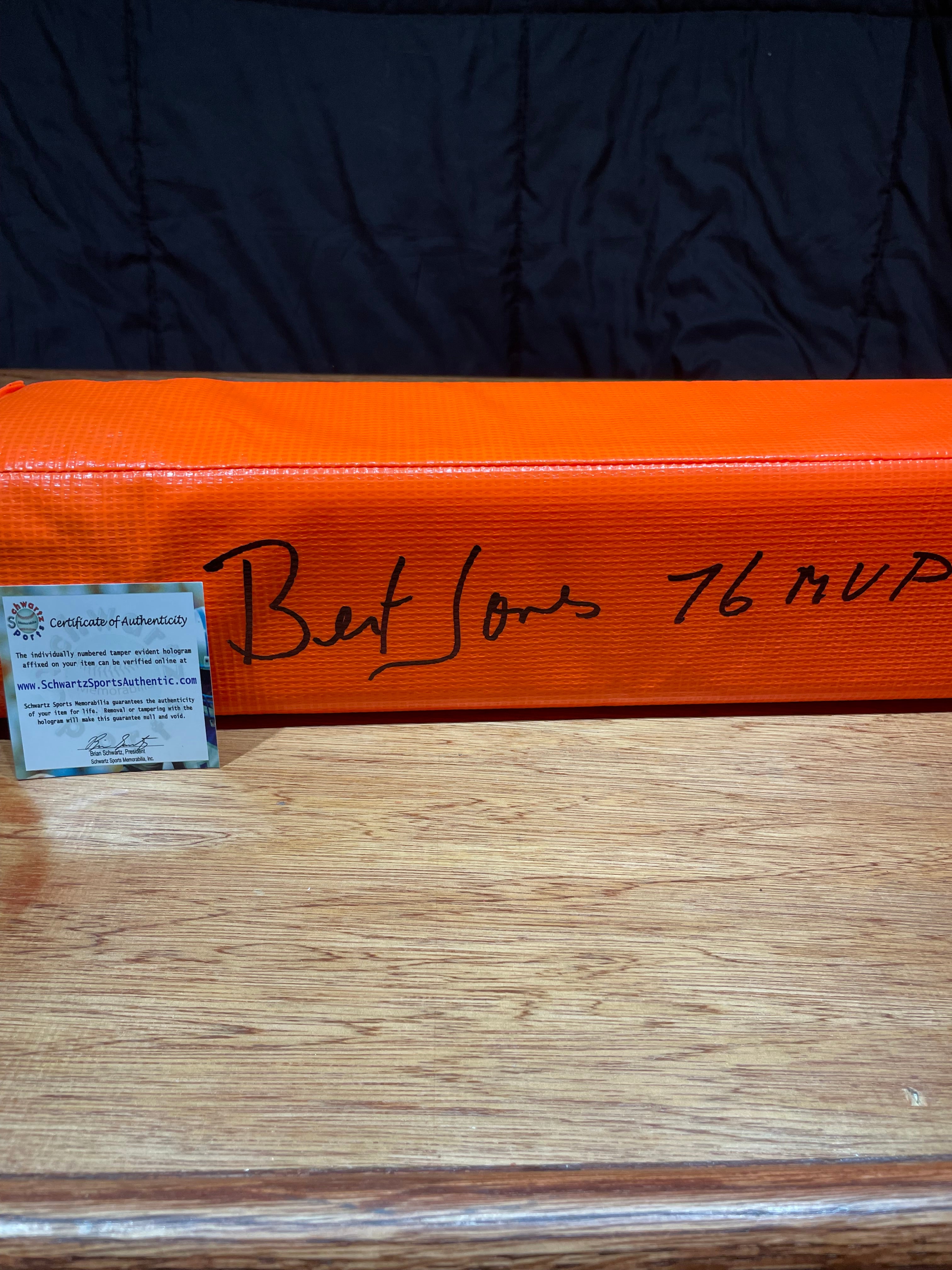 Bert Jones Autographed End Zone Pylon 1976 MVP- Schwartz Hologram and Certificate of Authenticity