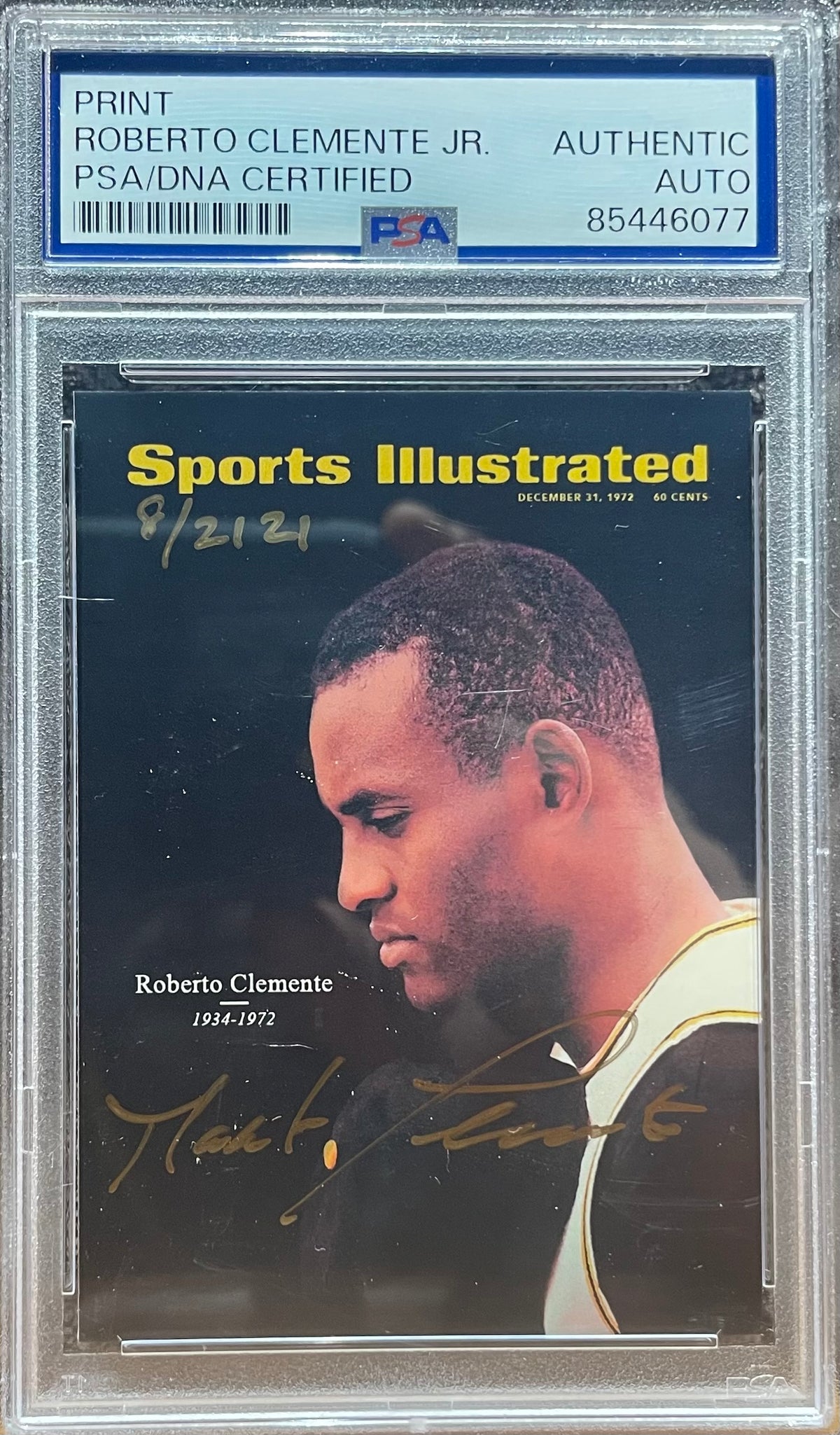 Roberto Clemente Jr Autographed 1972 Sports Illustrated Tribute Cover Mini Print - Numbered 8/2121 - PSA/DNA Certified