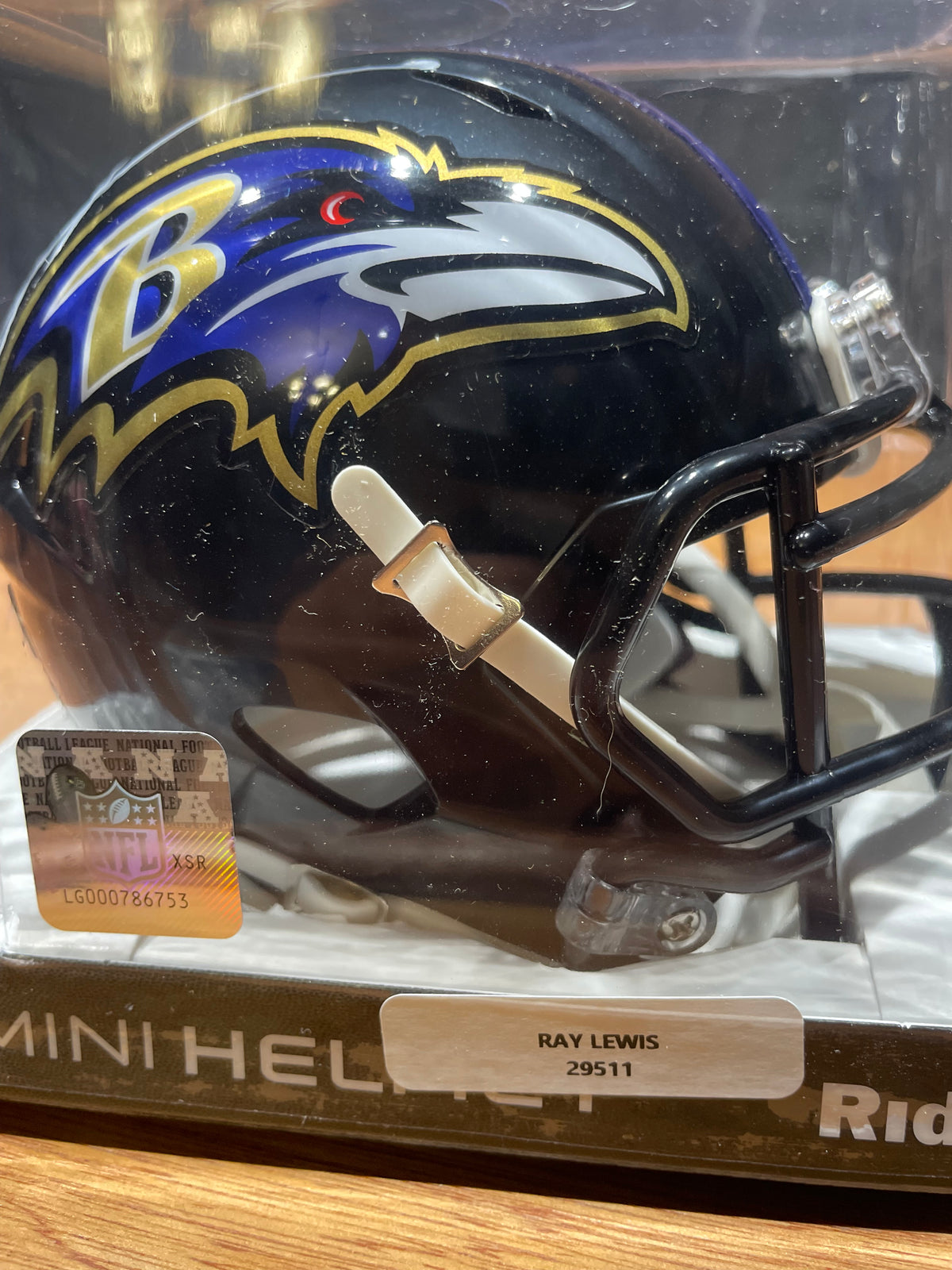 Ray Lewis Autographed Ravens Mini Helmet- Beckett Hologram
