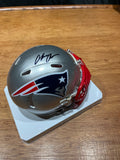 Christian Gonzalez Autographed Patriots Mini Helmet- Beckett Hologram